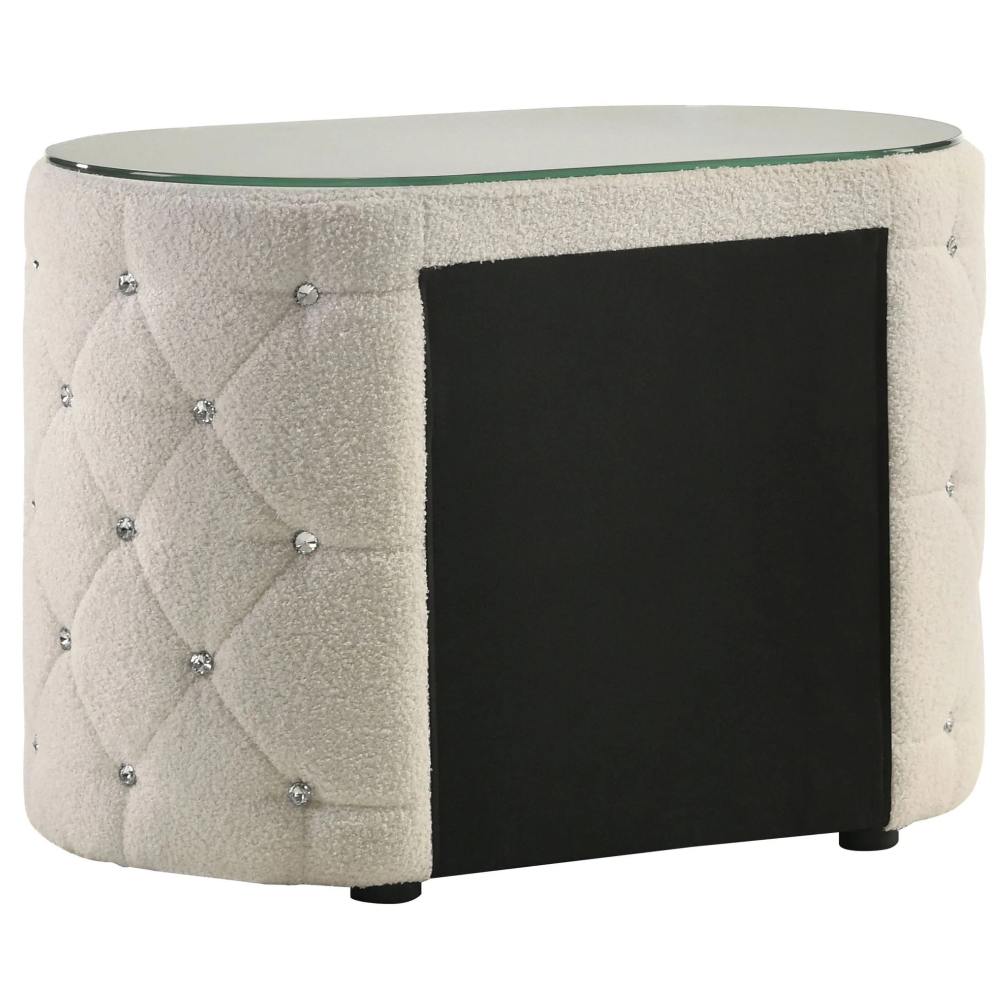 Santiago - Oval 2 Drawer Upholstered Nightstand - Ivory - Image 7