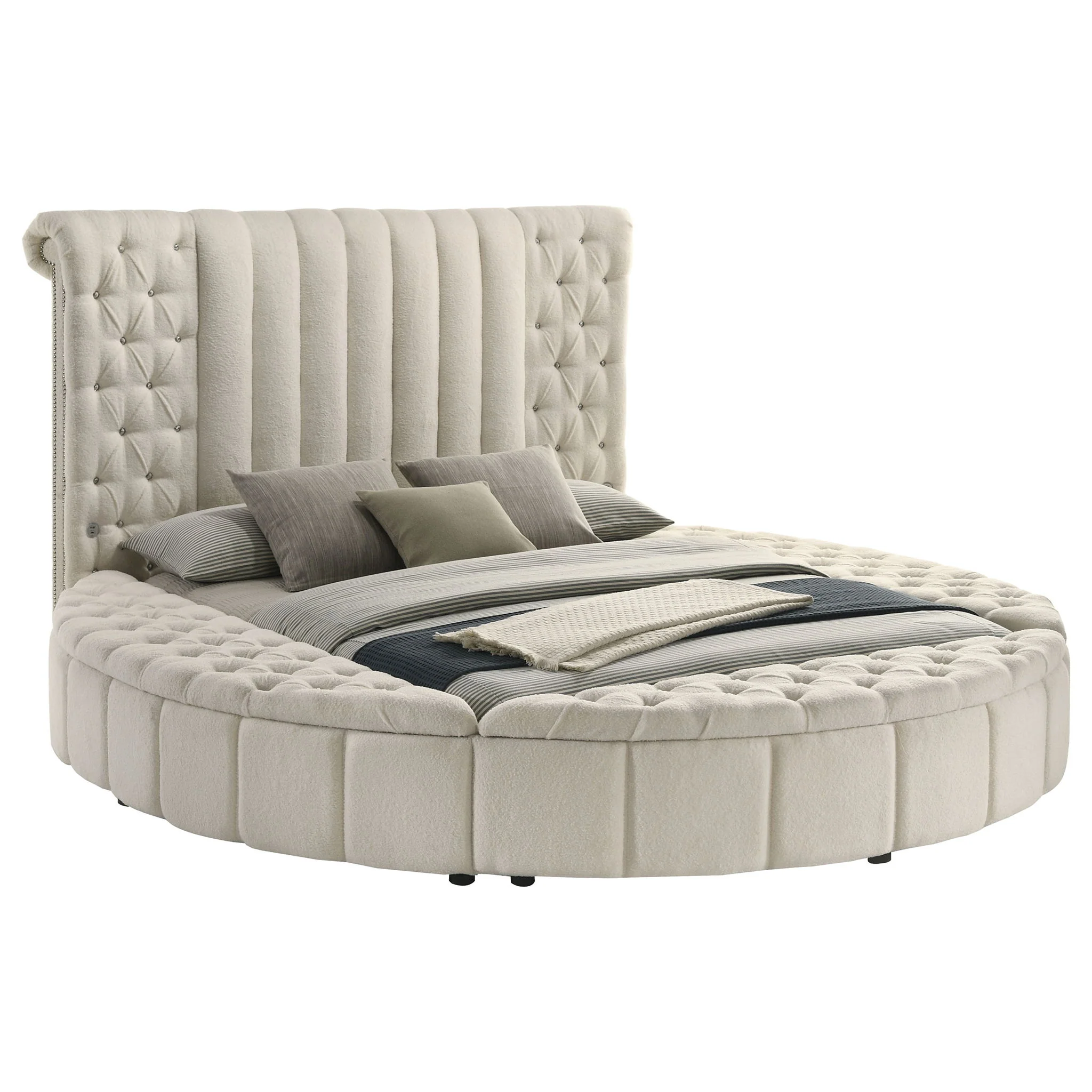 Santiago - Upholstered Round Storage Bed With Built In Charging Ports - Image 6