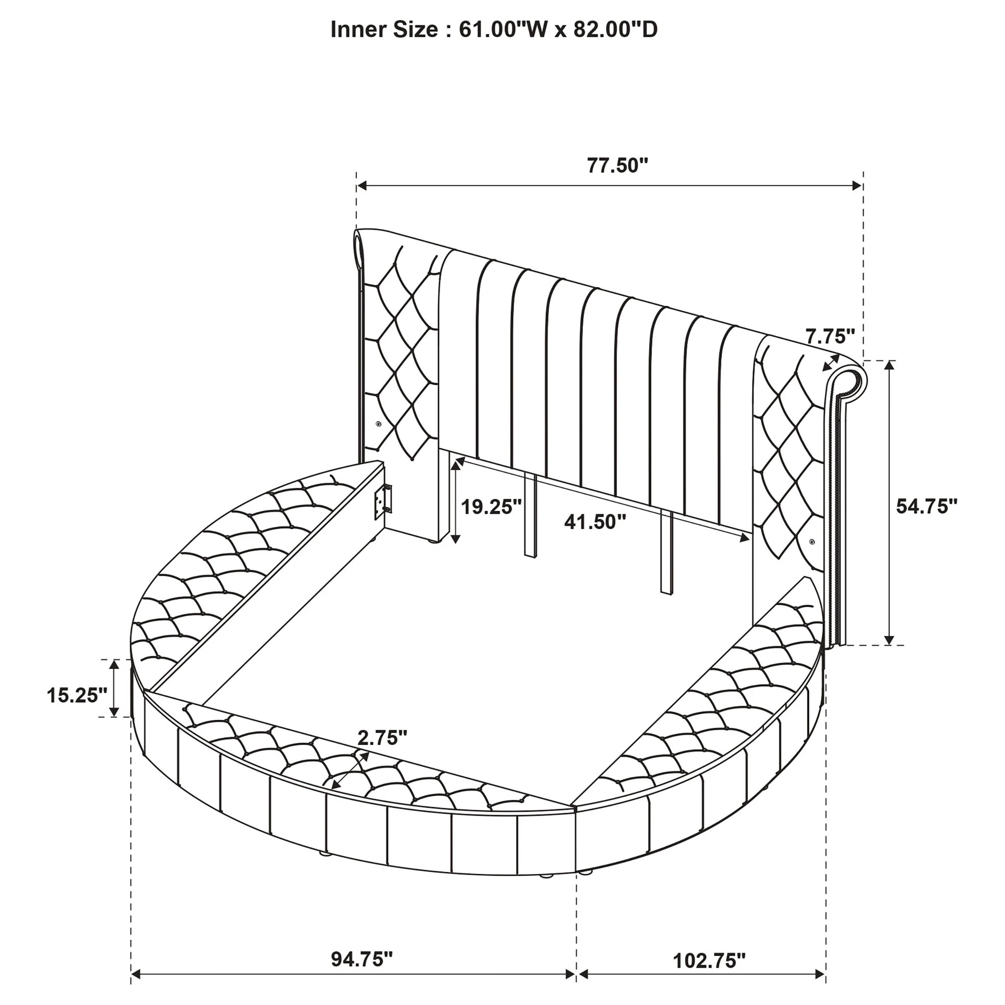 Santiago - Upholstered Round Storage Bed With Built In Charging Ports - Image 9
