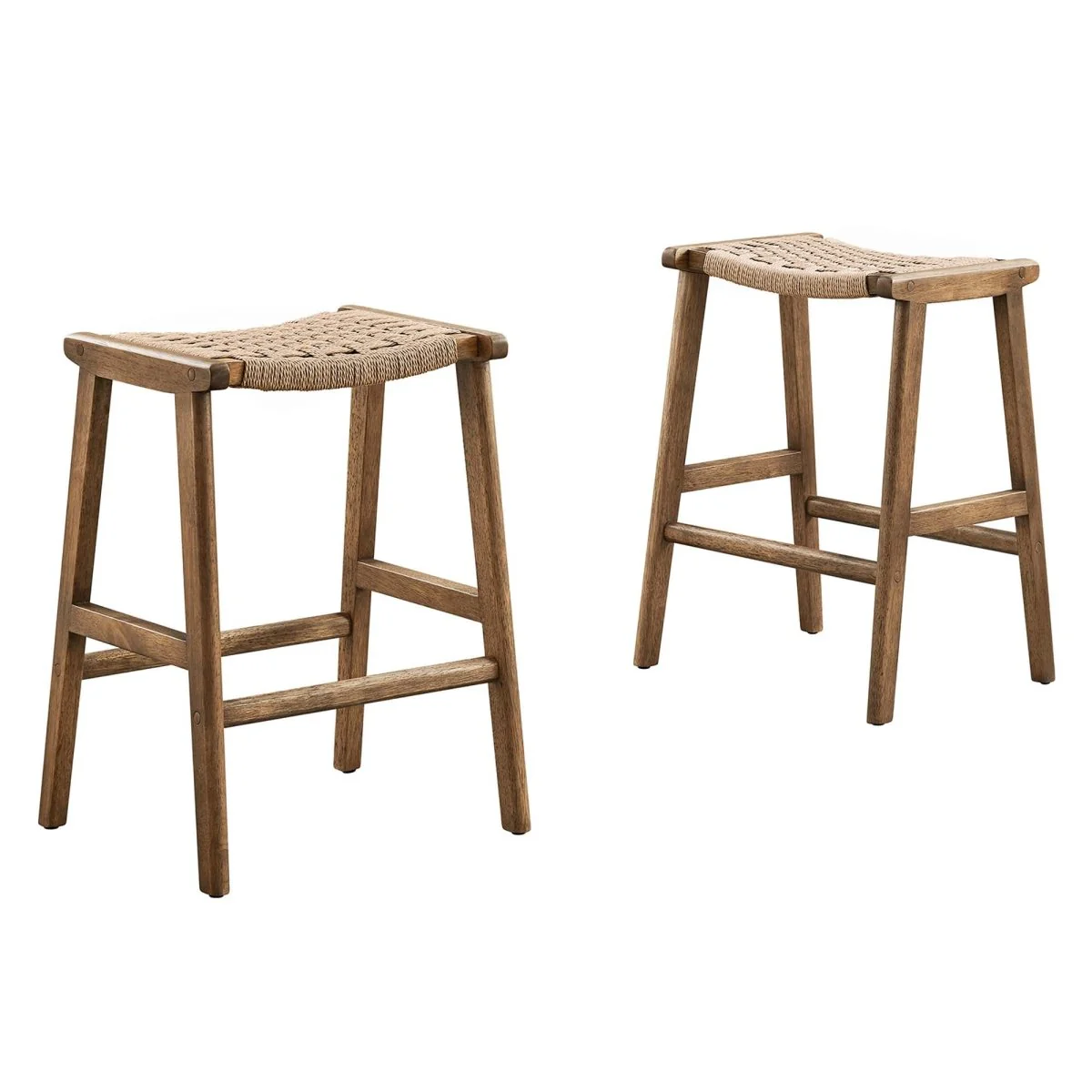 Saoirse Woven Rope Wood Counter Stool Set of 2 - Image 19