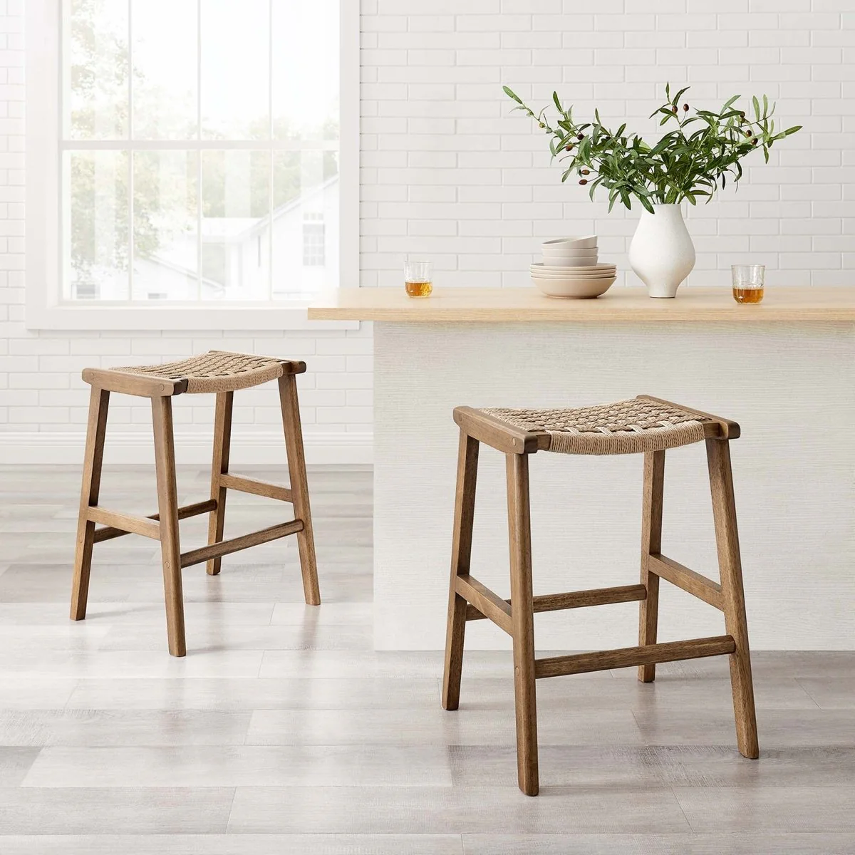 Saoirse Woven Rope Wood Counter Stool Set of 2 - Image 20