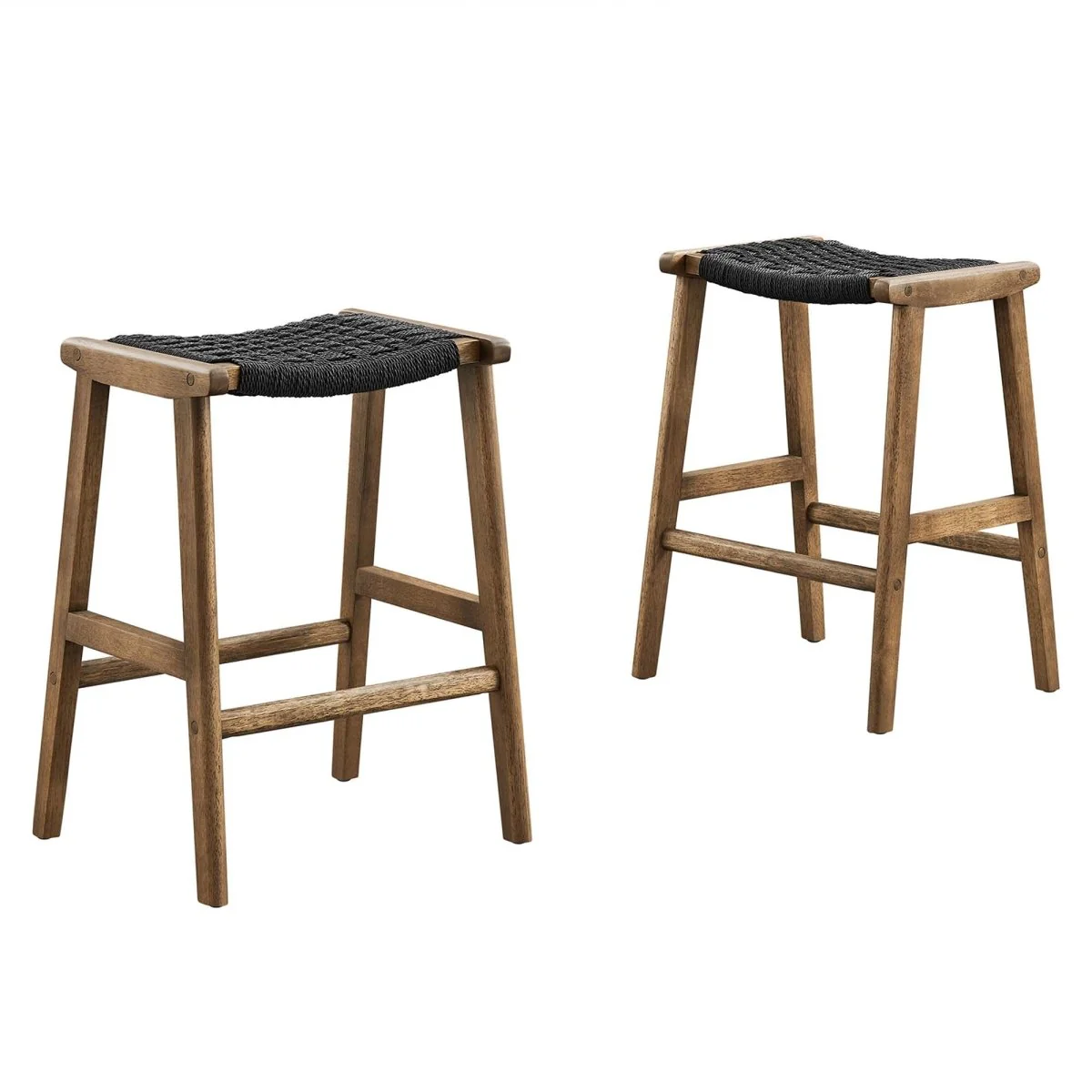 Saoirse Woven Rope Wood Counter Stool Set of 2 - Image 8