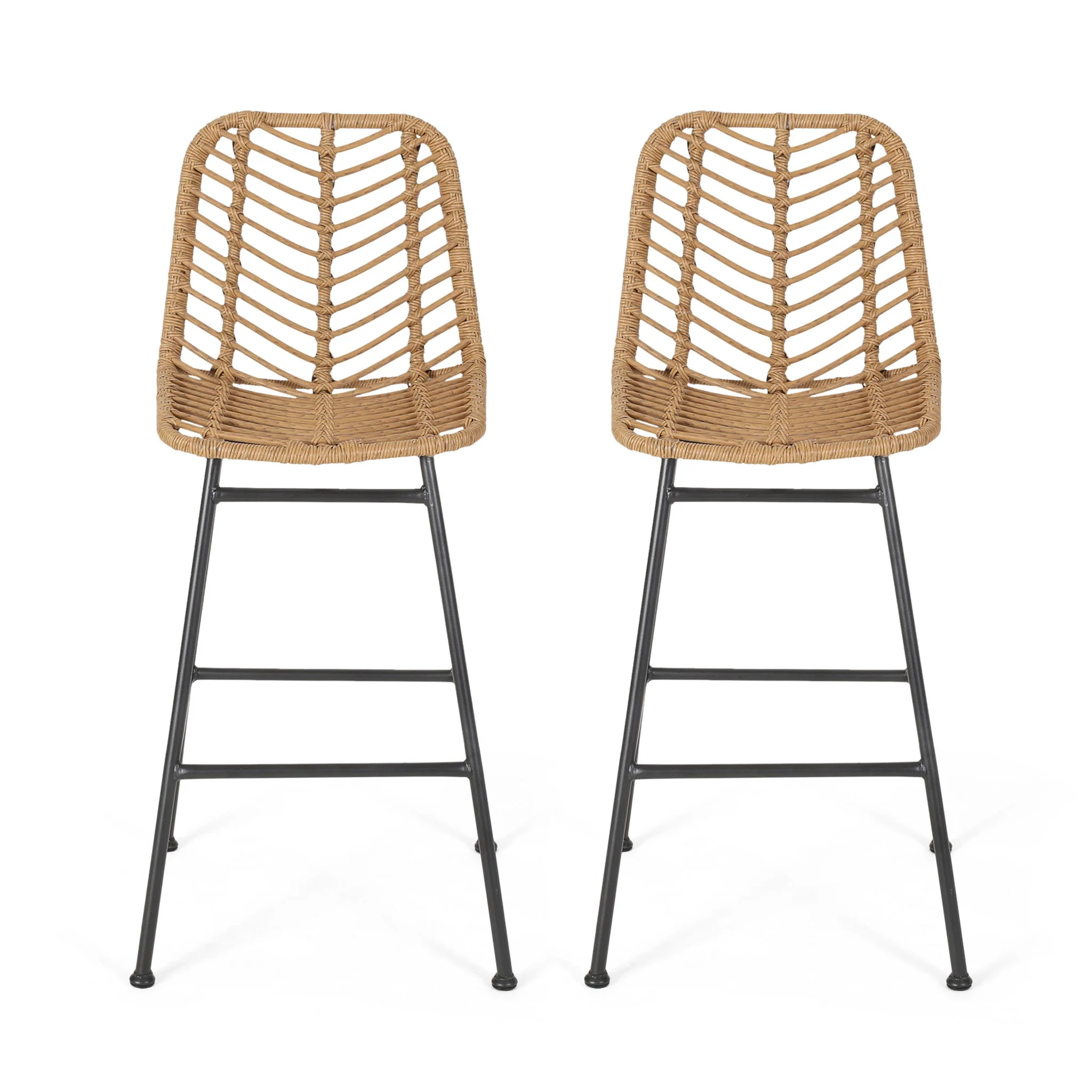 Sawtelle - Outdoor Wicker Barstools (Set of 2) - Image 2