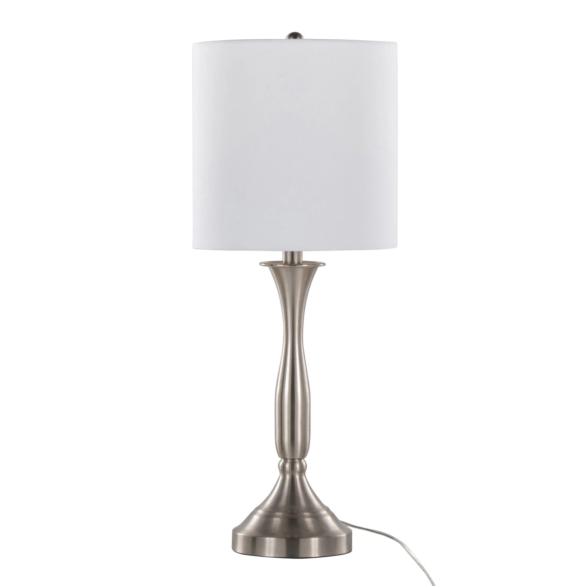Sawyer - Contemporary Table Lamp (Set of 2) Built In USB Port - Nickel / White - Image 4