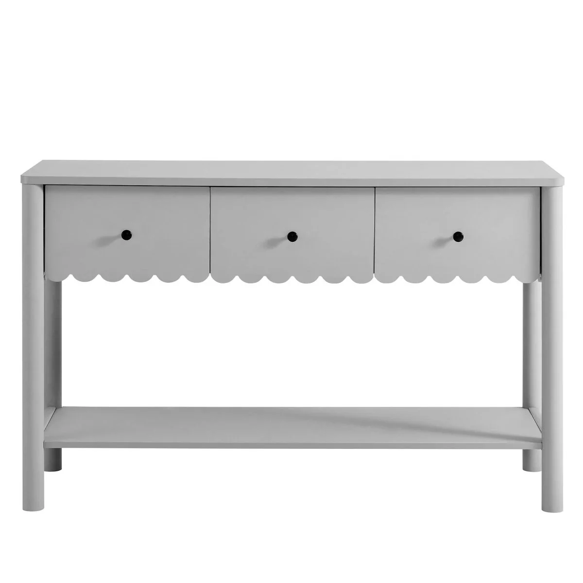 Scalloped Console Table with 3 Drawers and Shelf – 48 Inch - Image 4