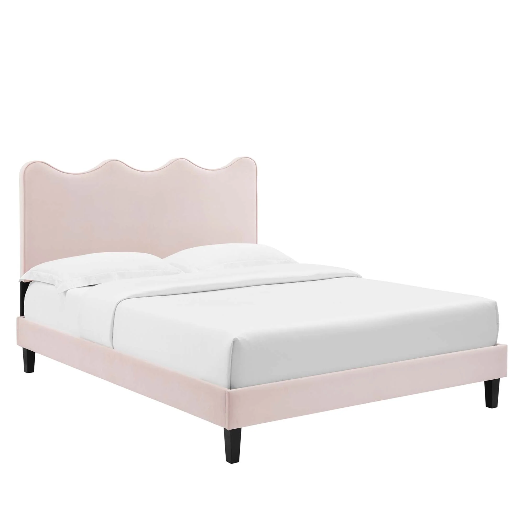 Scalloped Performance Velvet Platform Bed - Image 21