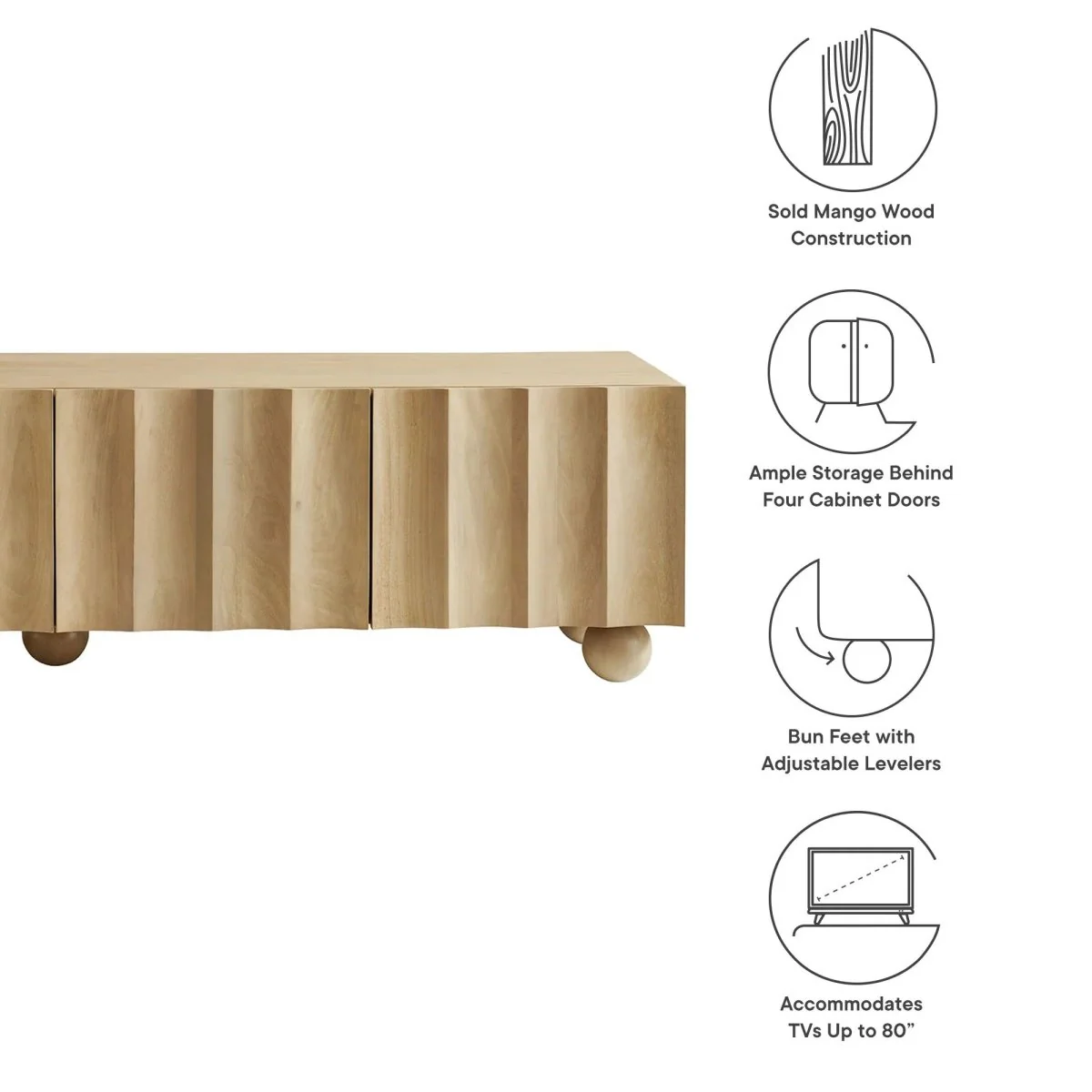 Scalloped Wood TV Stand 71 Inch - Image 13