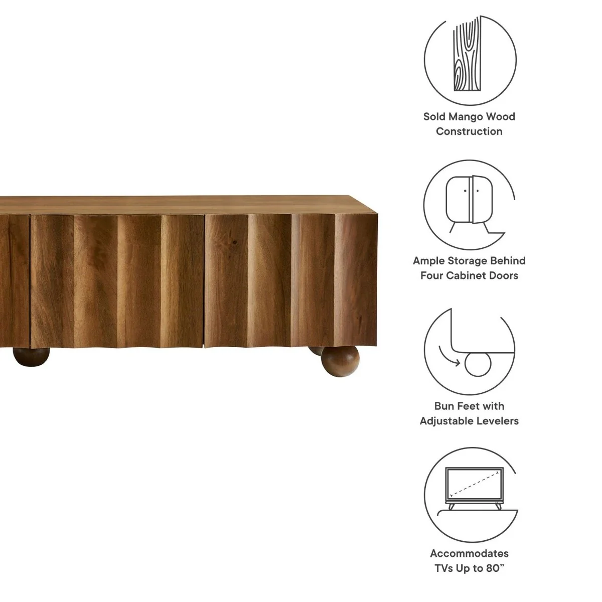 Scalloped Wood TV Stand 71 Inch - Image 4