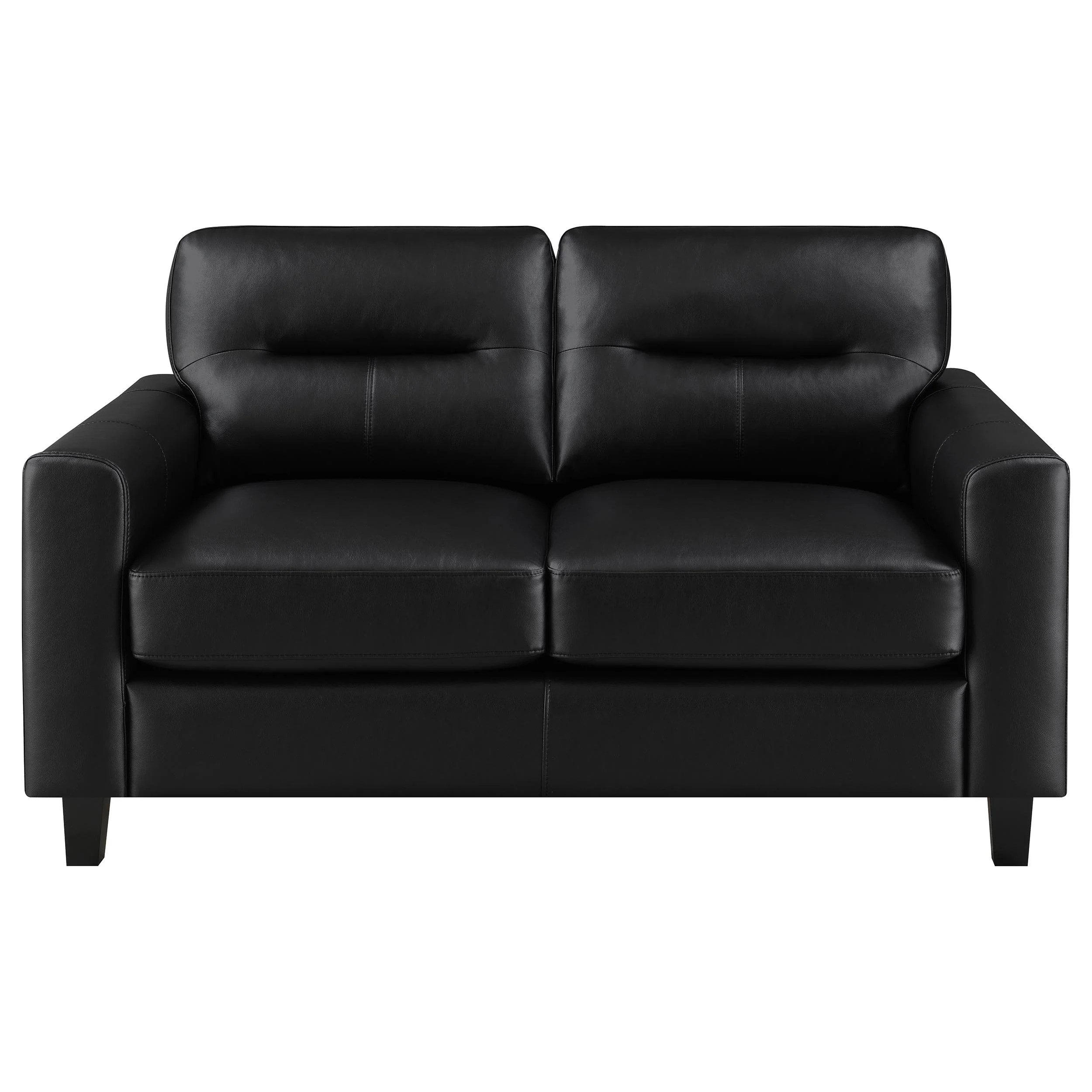 Scotland Faux Leather Track Arm Loveseat in Black - Image 3