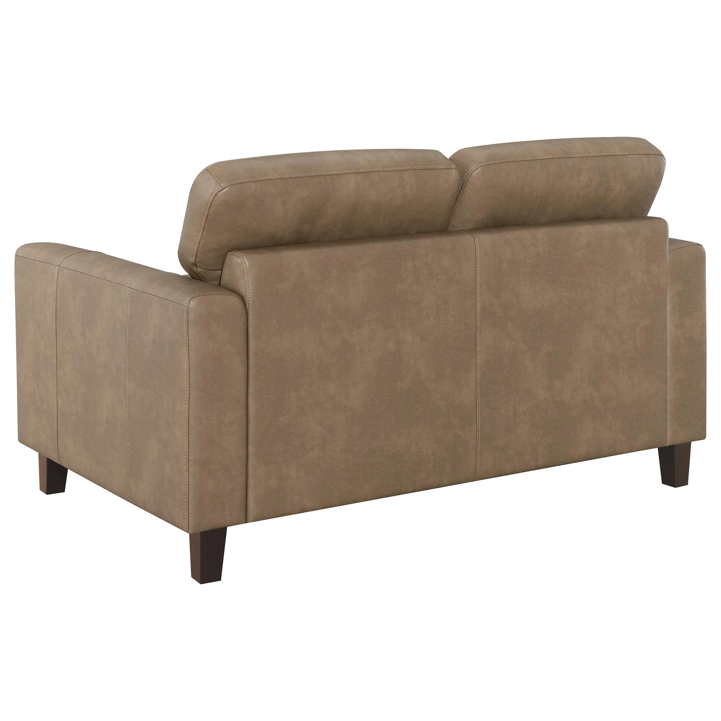 Scotland Faux Leather Track Arm Loveseat, Brown - Image 7