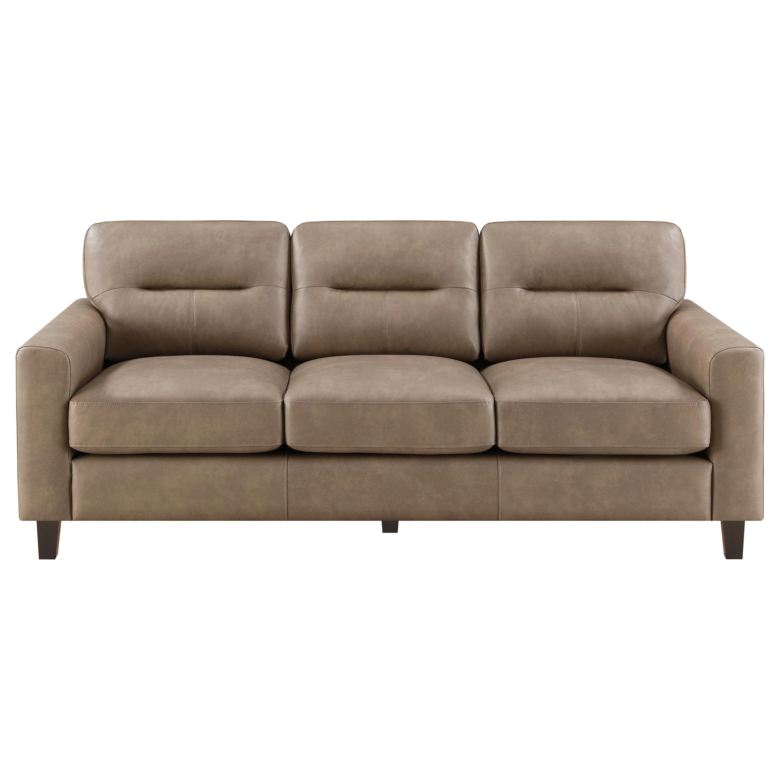 Scotland Faux Leather Track Arm Sofa in Brown - Image 2