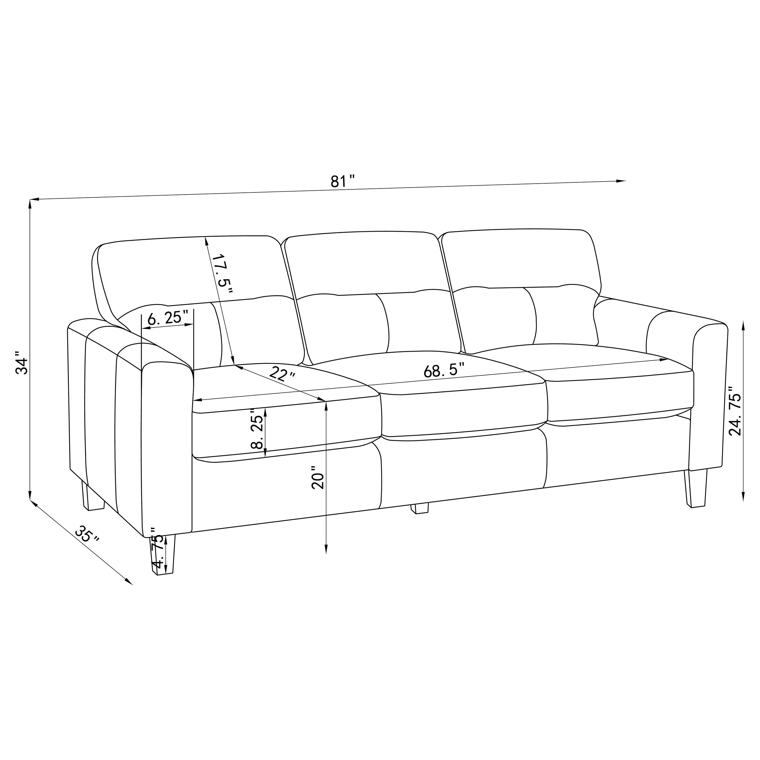 Scotland Faux Leather Track Arm Sofa in Brown - Image 6