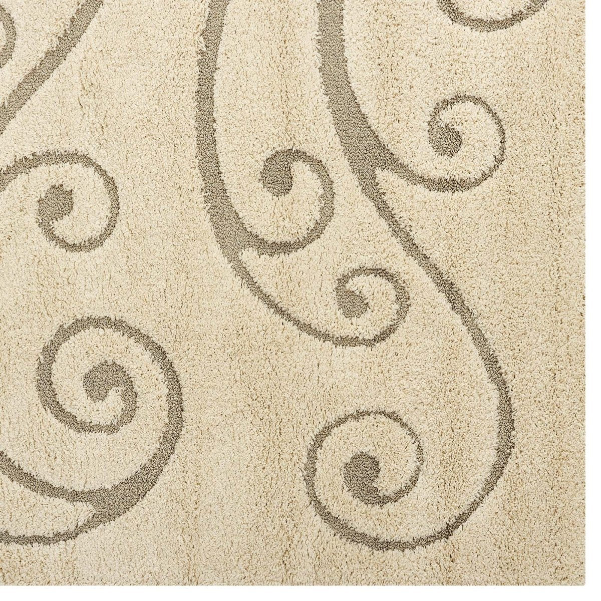 Scrolling Vine Shag Polypropylene Area Rug Plush Contemporary Floor Accent Rug - Image 2