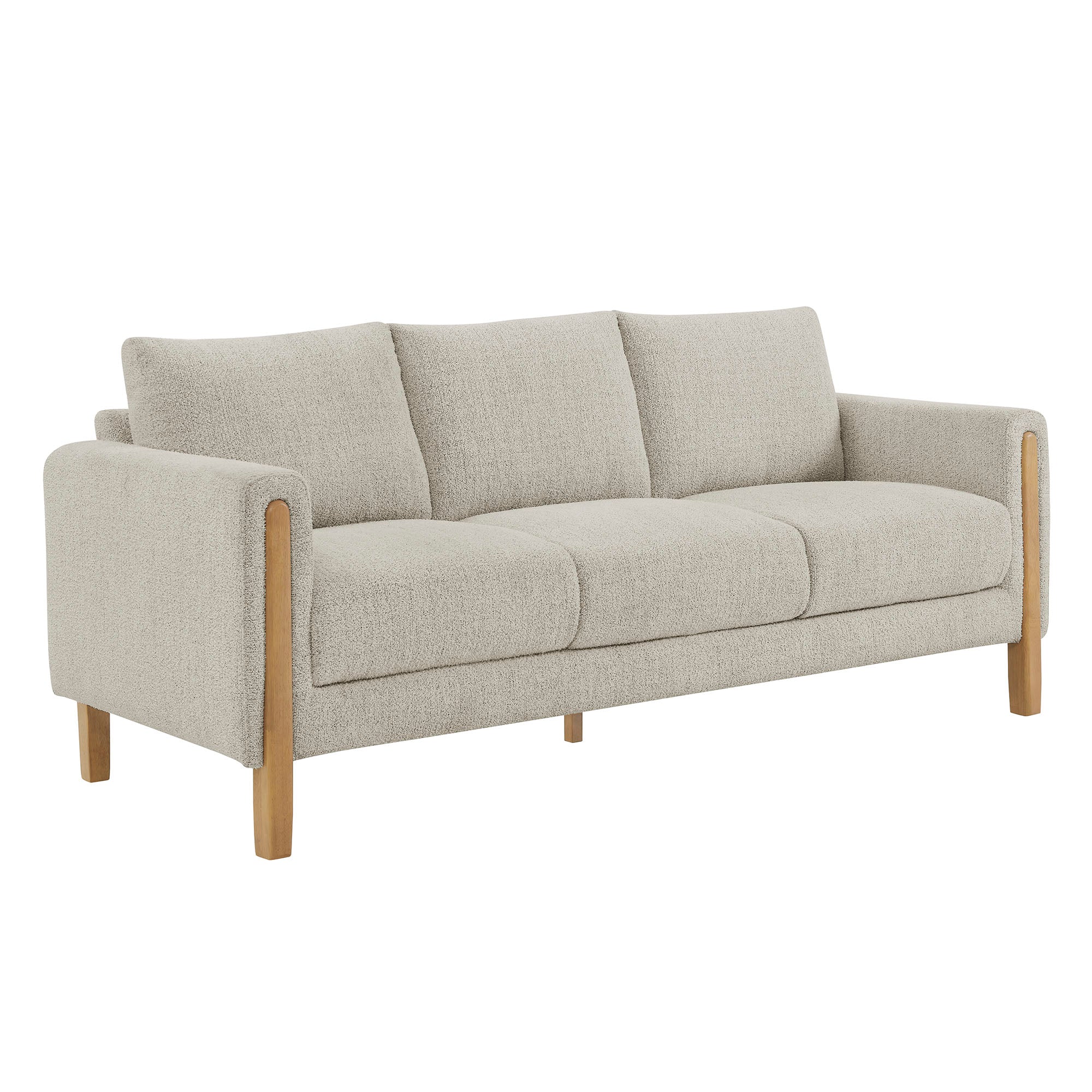 Sculptural 75" Brushed Bouclé Sofa with Tapered Wood Legs - Image 13