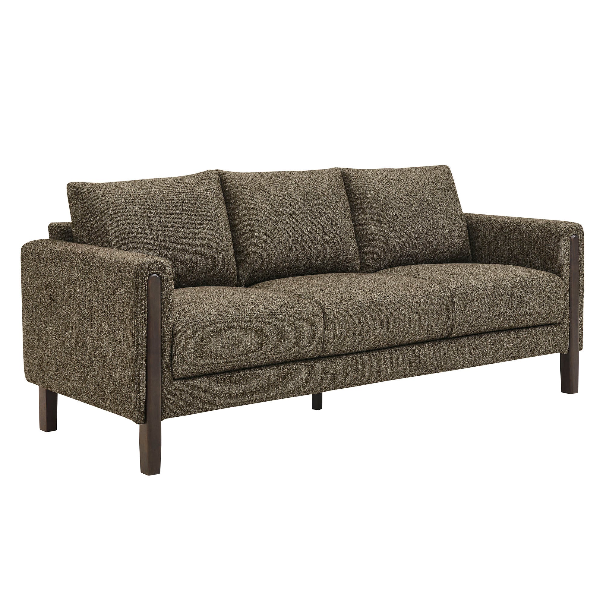 Sculptural 75" Brushed Bouclé Sofa with Tapered Wood Legs - Image 7