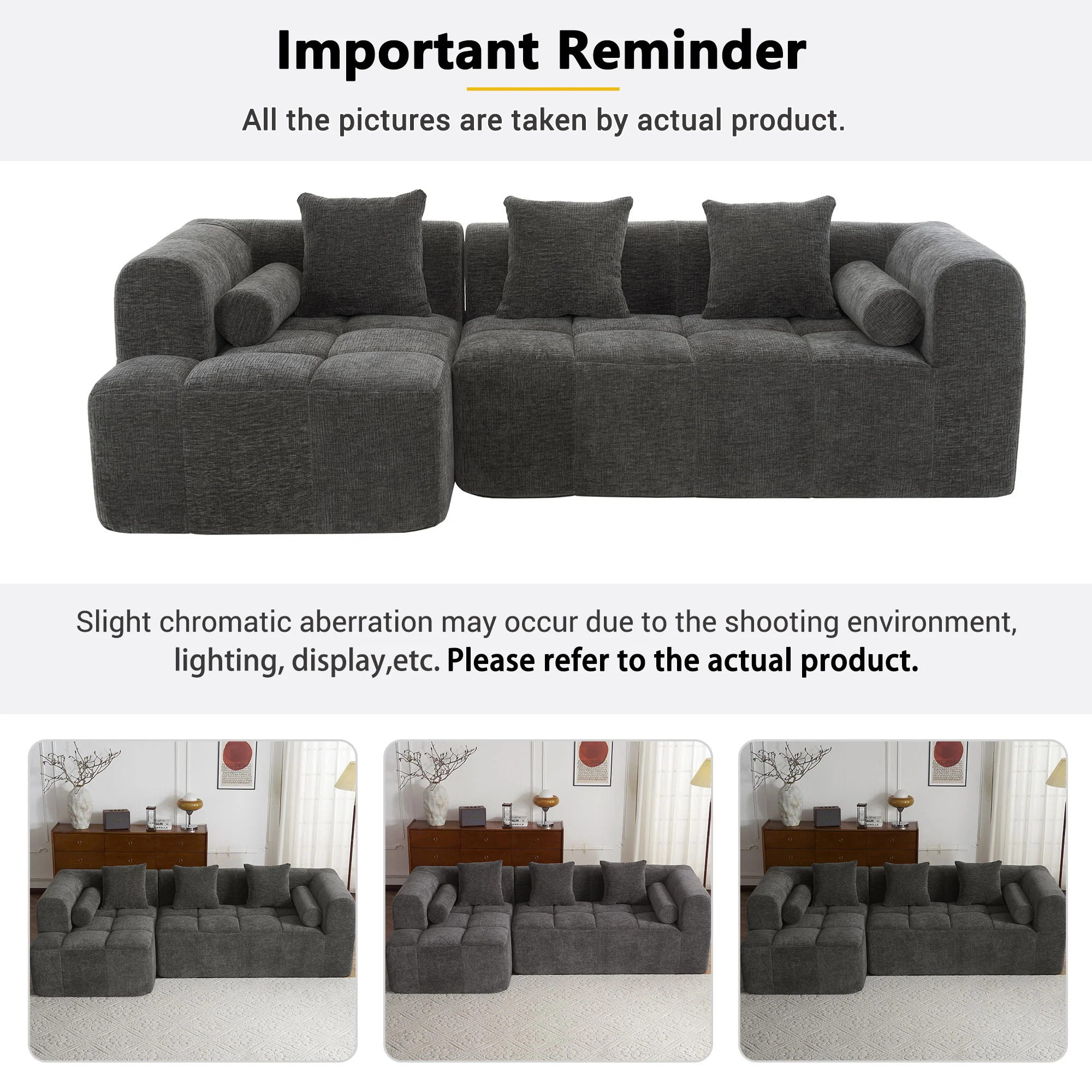 Sectional Free Combined Sofa With 2 Side Pockets - Image 37
