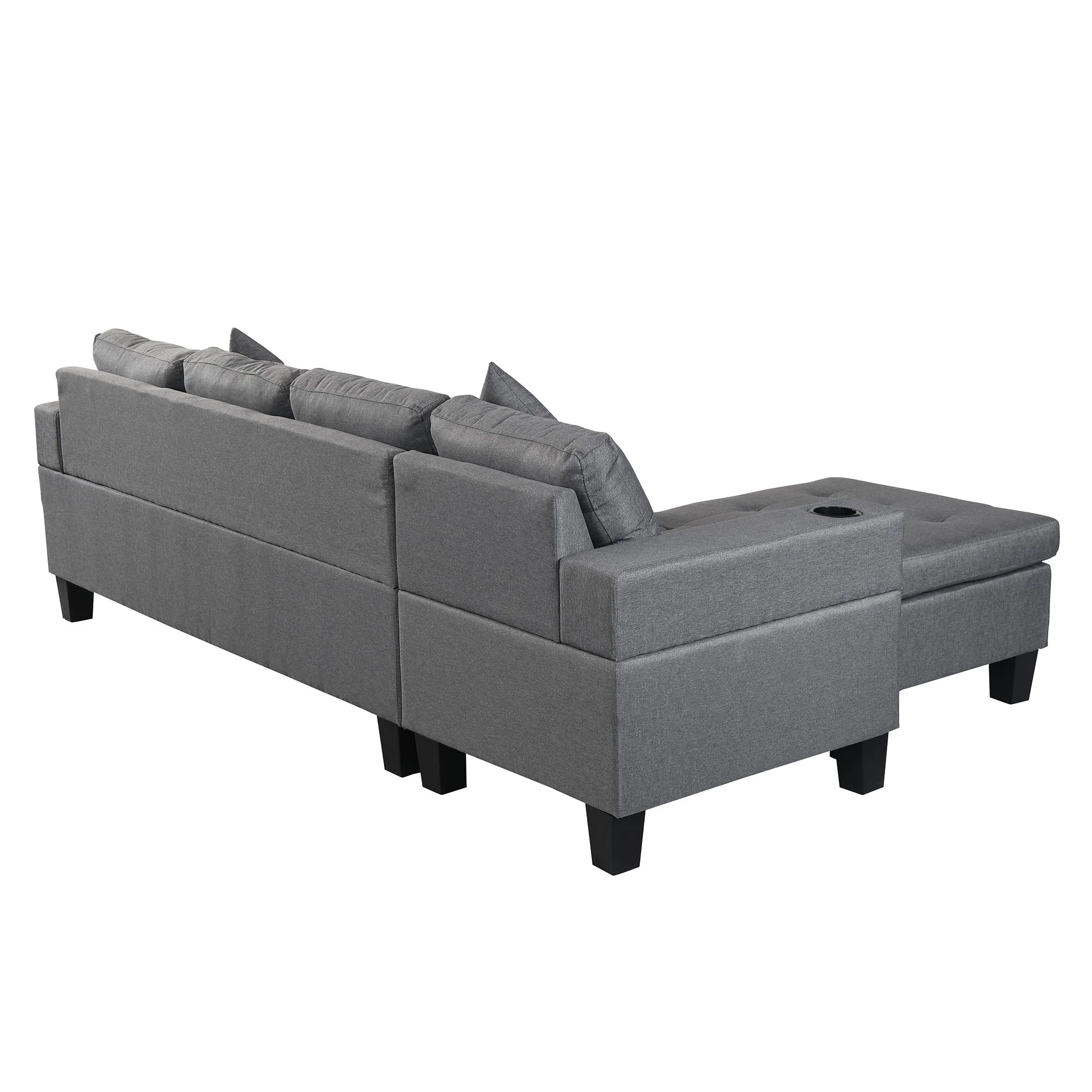 Sectional Sofa Set For Living Room With L Shape Chaise Lounge, Cup Holder And Left Or Right Hand Chaise Modern 4 Seat - Image 7