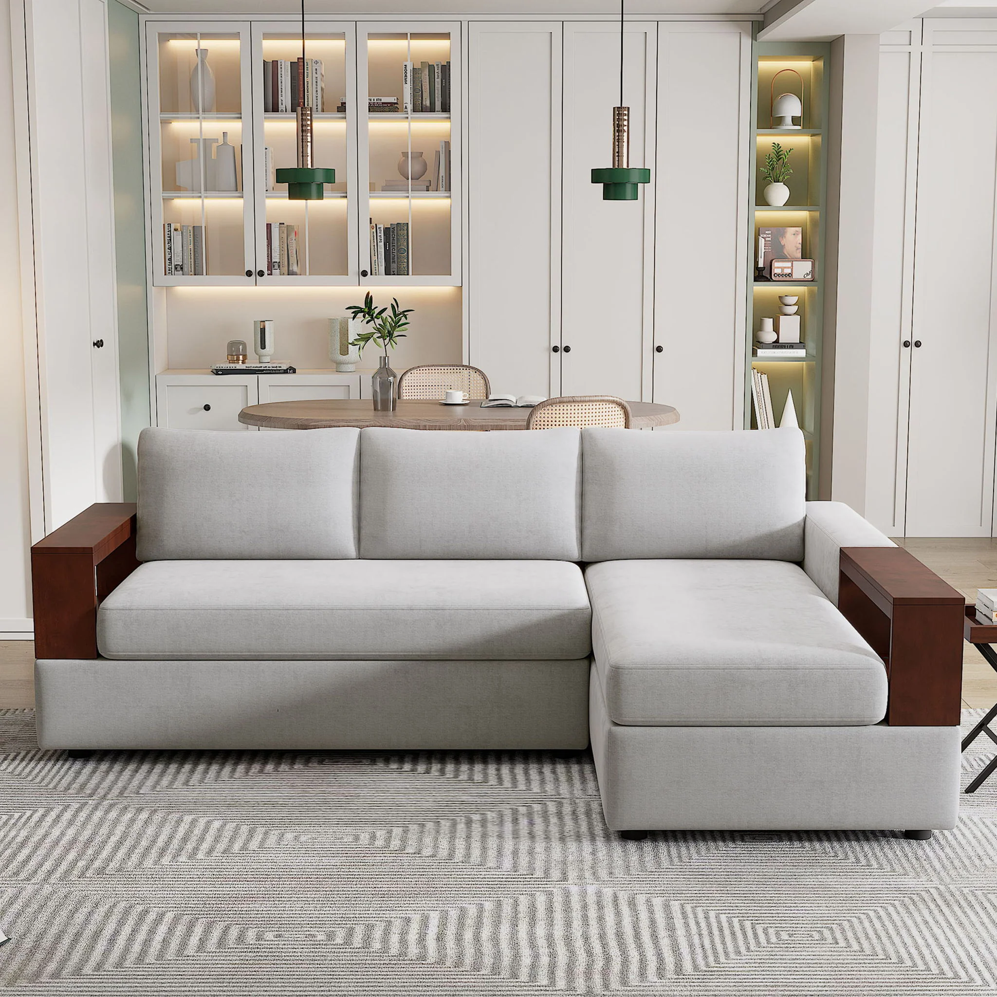 Sectional Sofa Upholstered Sofa Couch With Reversible Armrests For Living Room - Image 15