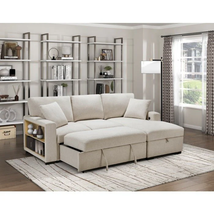 Sectional with Right Chaise, Pull-out Bed, Hidden Storage and Shelves, Charging Ports - Image 21