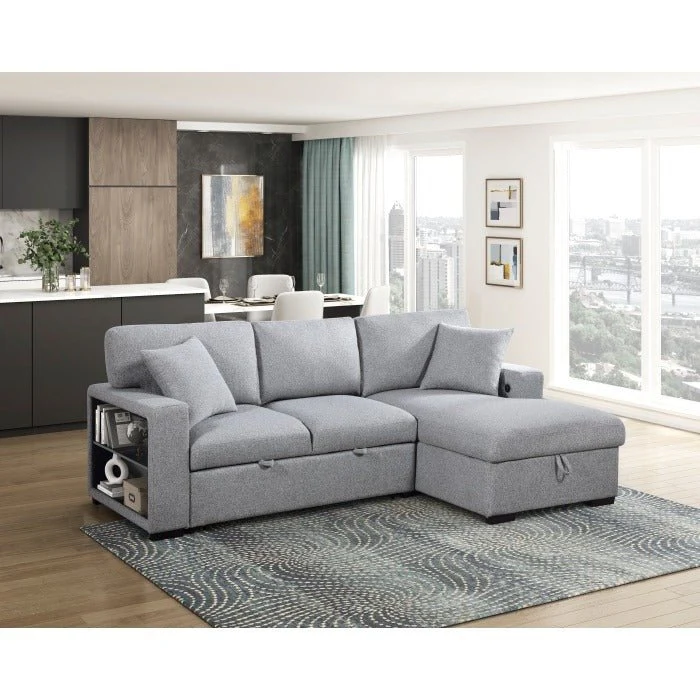 Sectional with Right Chaise, Pull-out Bed, Hidden Storage and Shelves, Charging Ports - Image 23