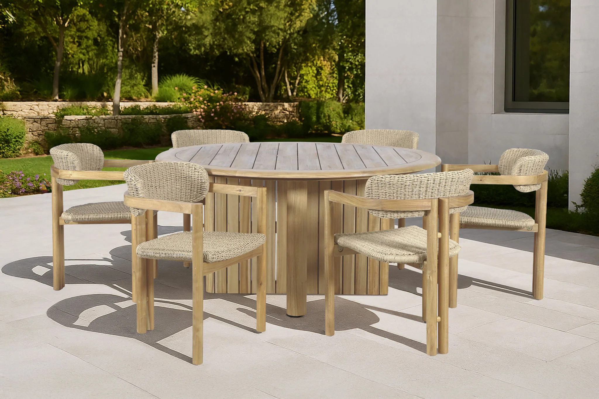 Sedona - Wood And Wicker Patio Dining Chair (Set of 2) - Natural / Brown - Image 3