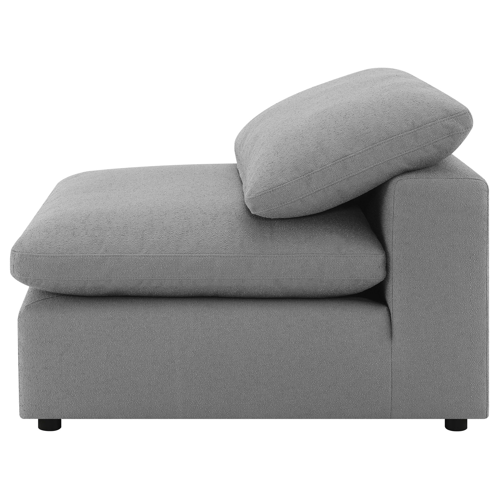Segoura - Upholstered Armless Chair With Pillow Back, Living Room - Gray - Image 3