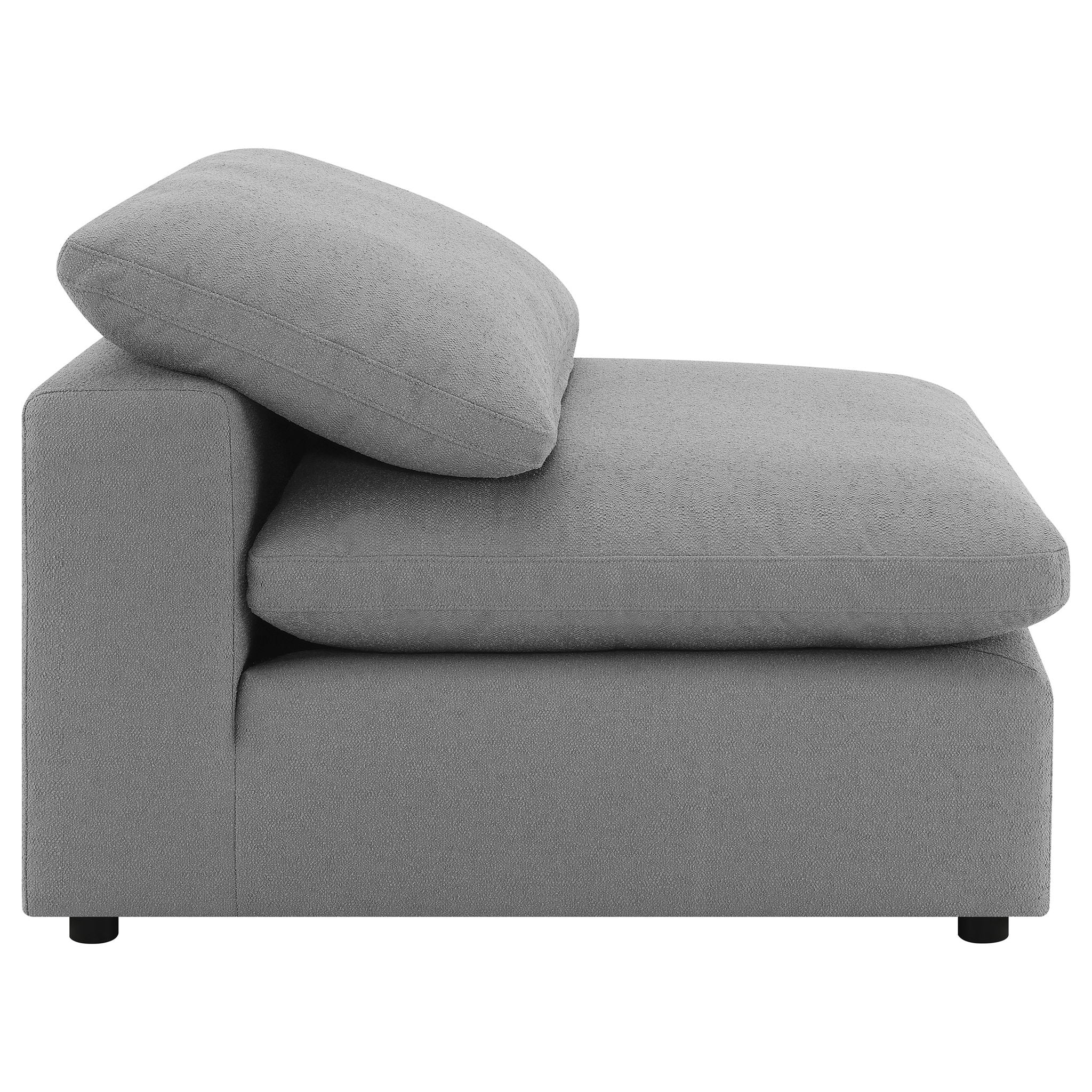 Segoura - Upholstered Armless Chair With Pillow Back, Living Room - Gray - Image 4
