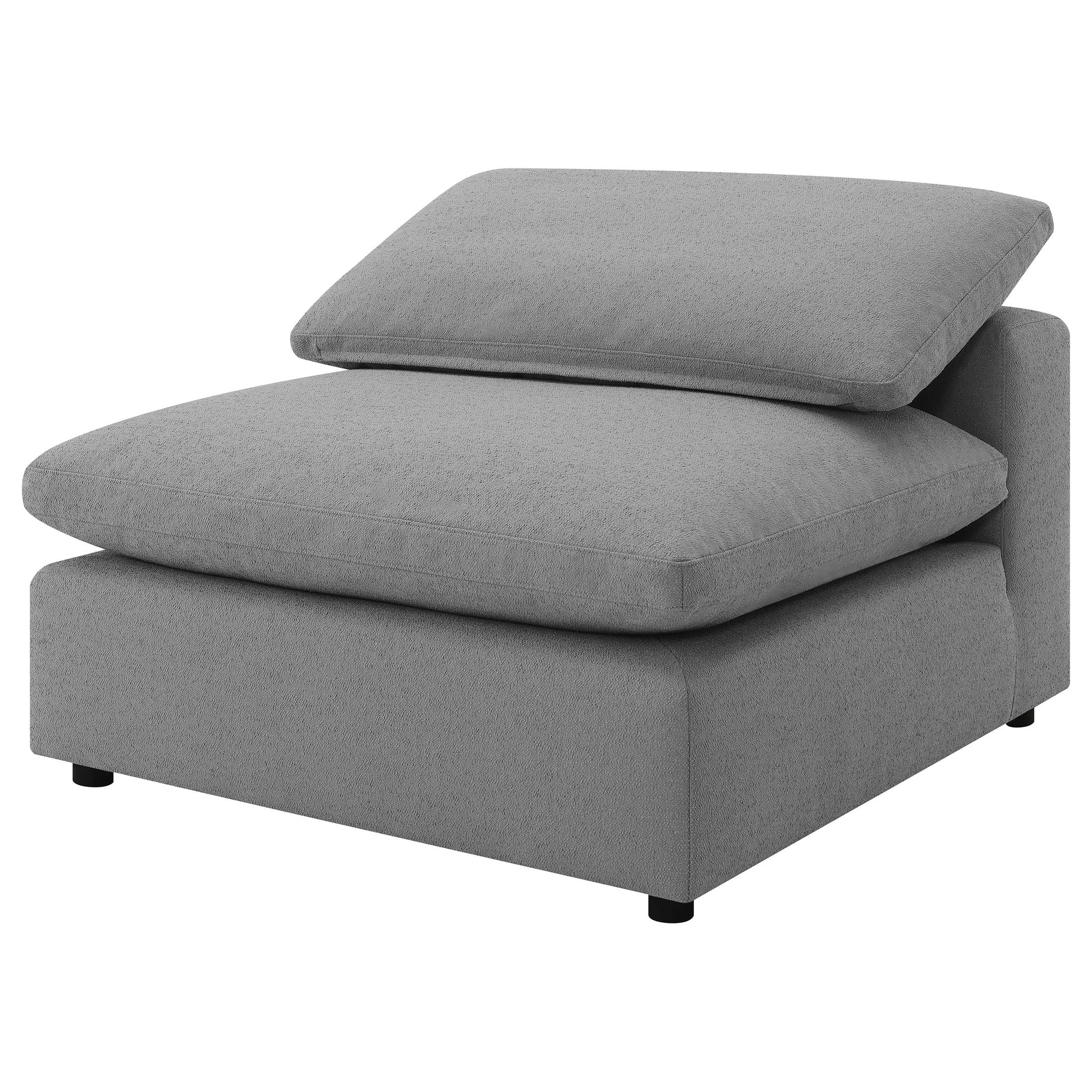 Segoura - Upholstered Armless Chair With Pillow Back, Living Room - Gray - Image 5
