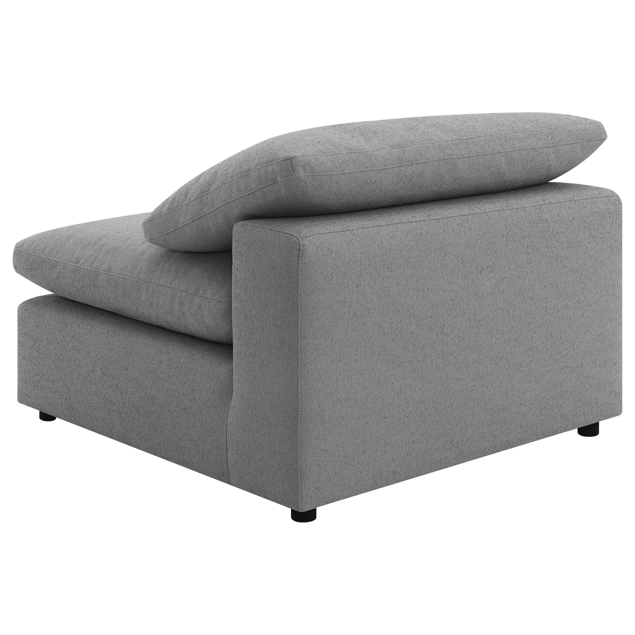 Segoura - Upholstered Armless Chair With Pillow Back, Living Room - Gray - Image 8