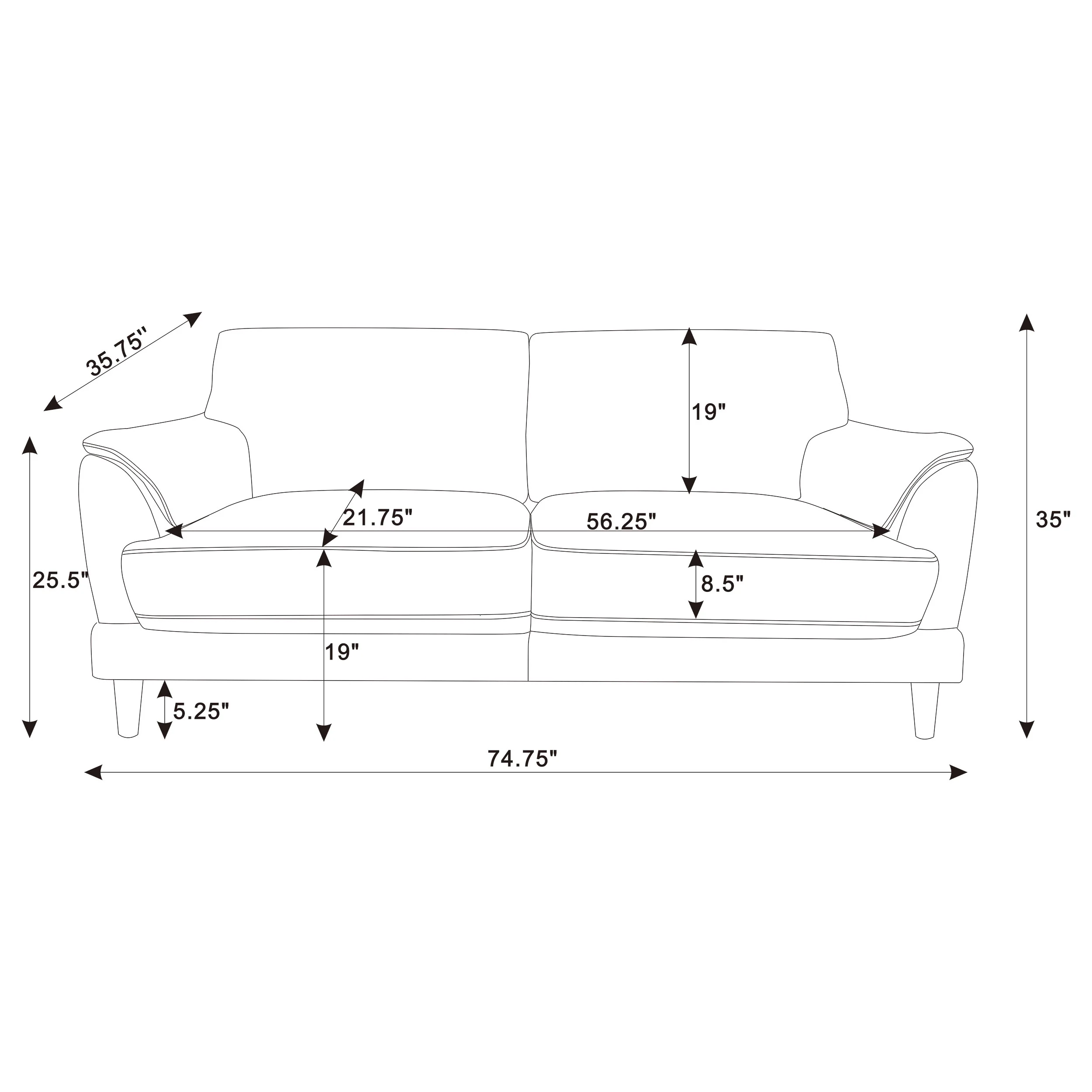 Selma 2-Piece Rust Velvet Crescent Arm Sofa Set - Image 6