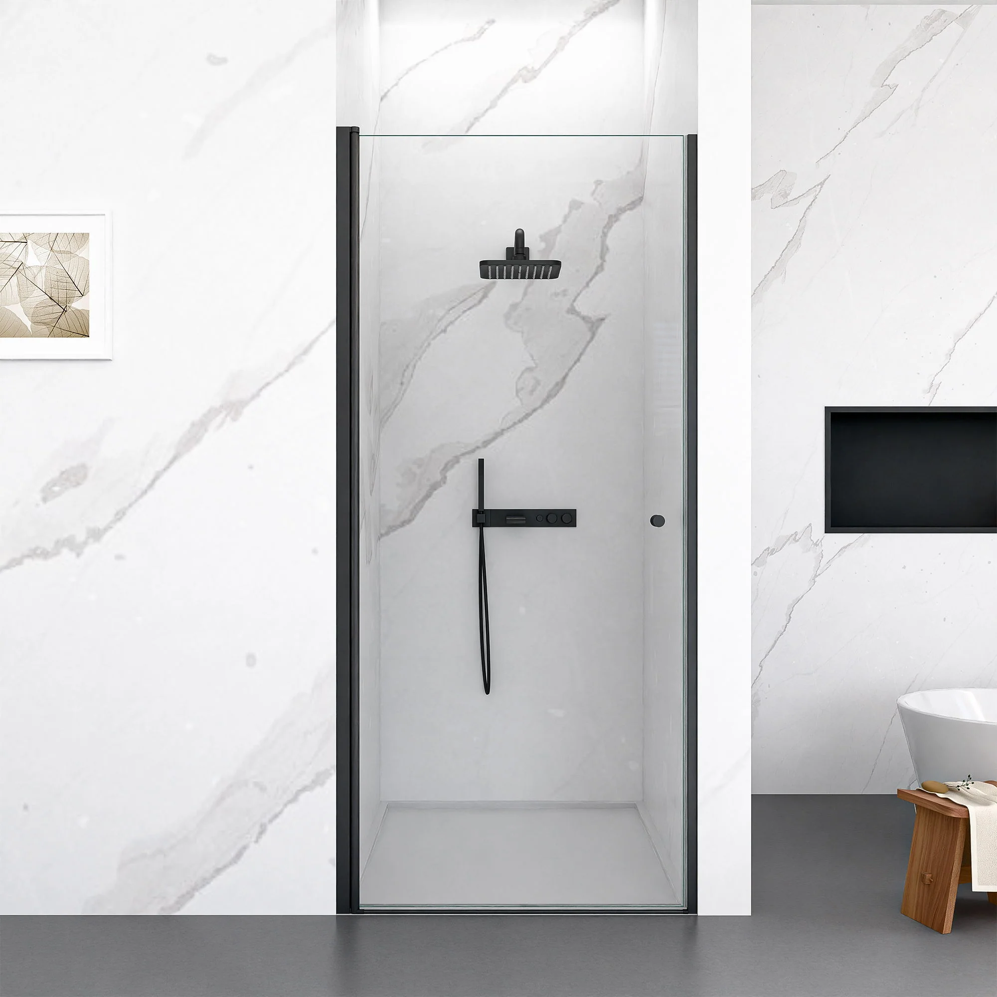 Semi Frameless Circular Pivot Shower Door With 1 / 4" Sgcc Tempered Glass - Image 10