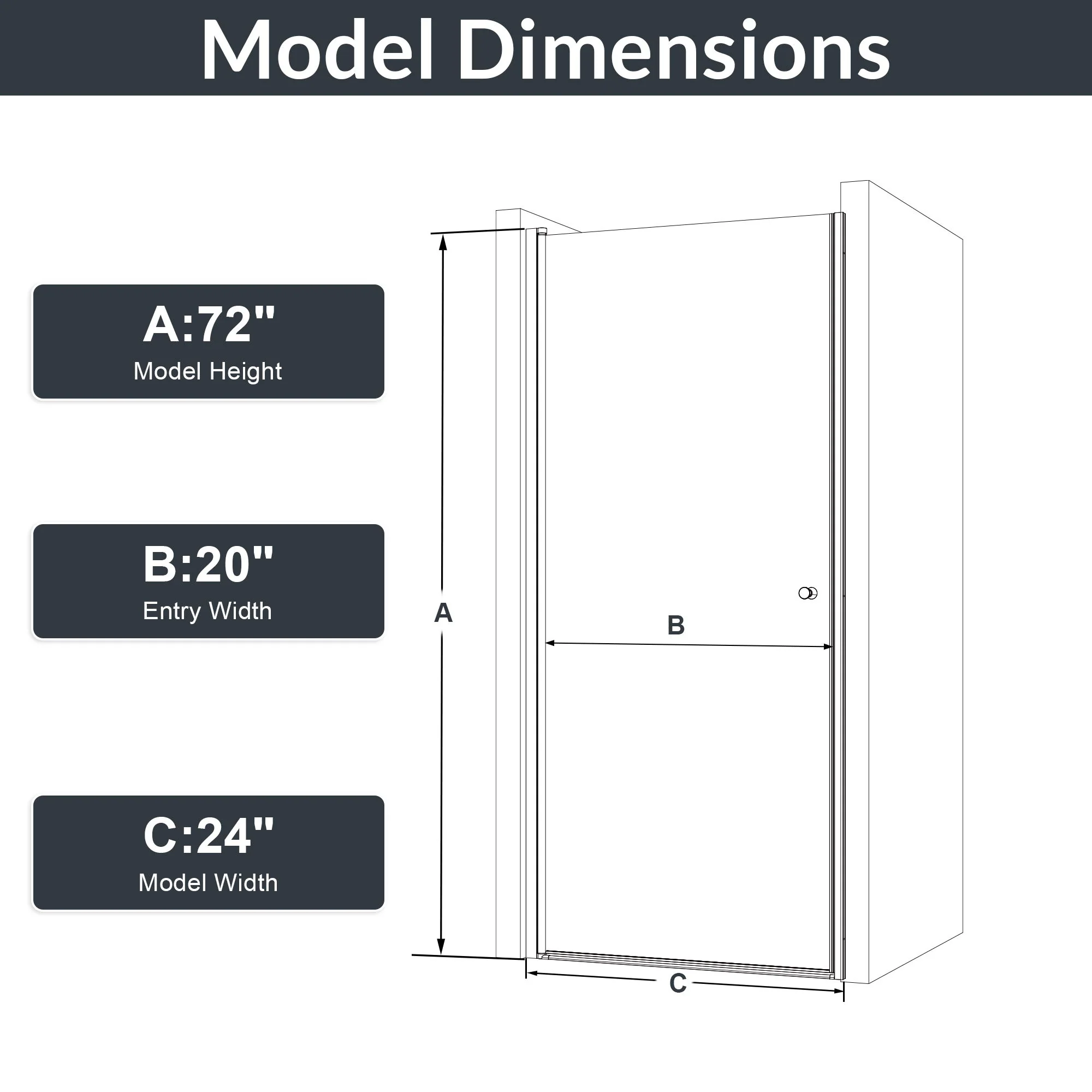 Semi Frameless Circular Pivot Shower Door With 1 / 4" Sgcc Tempered Glass - Image 14