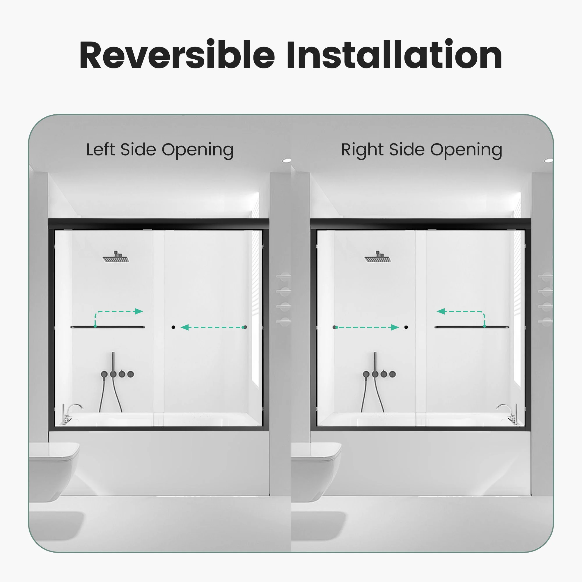 Semi-Frameless Double Sliding Shower Door, Bypass Shower Door, 1 / 4" (6Mm) Thick SGCC Tempered Glass Door - Image 17