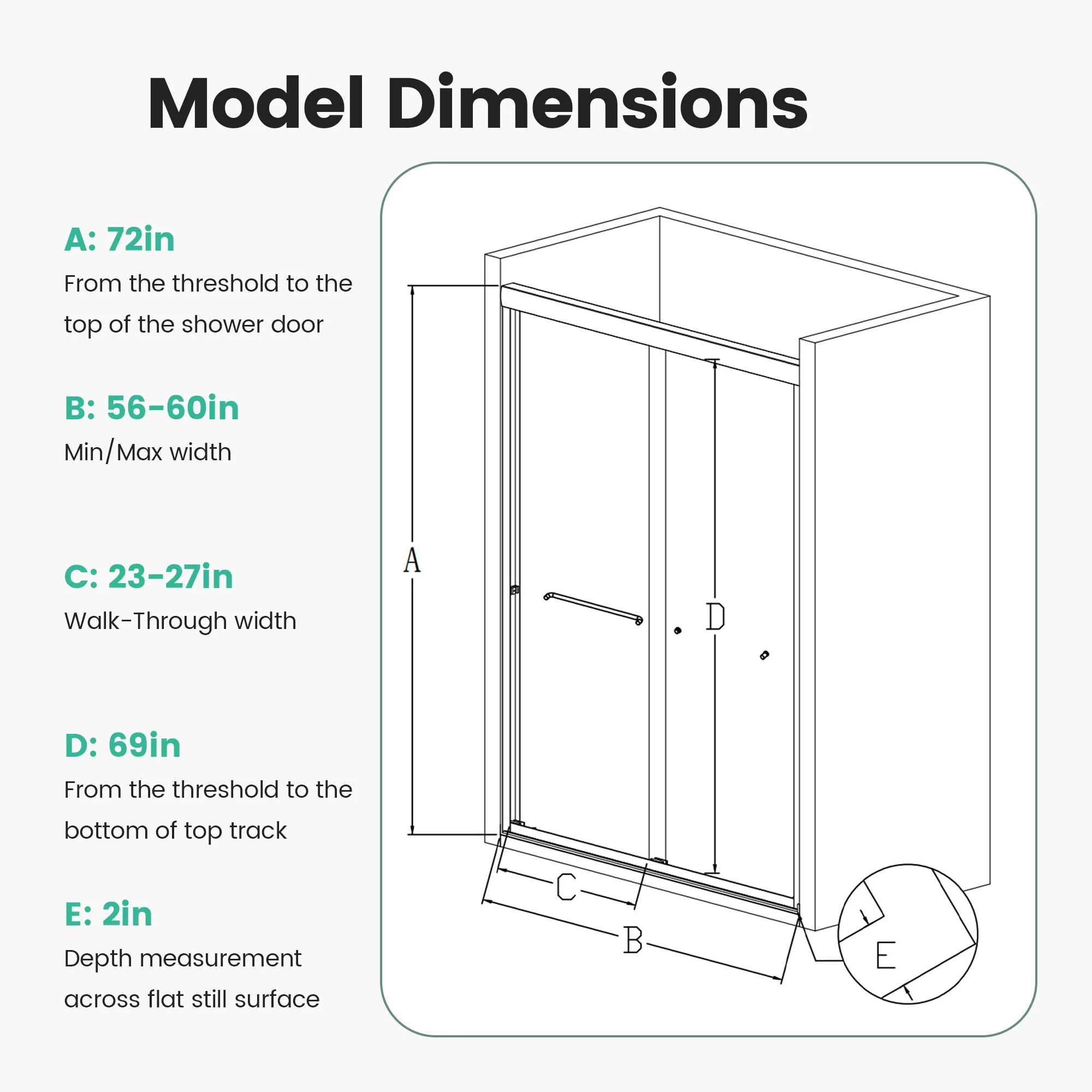 Semi-Frameless Double Sliding Shower Door, Bypass Shower Door, 1 / 4" (6Mm) Thick SGCC Tempered Glass Door - Image 25