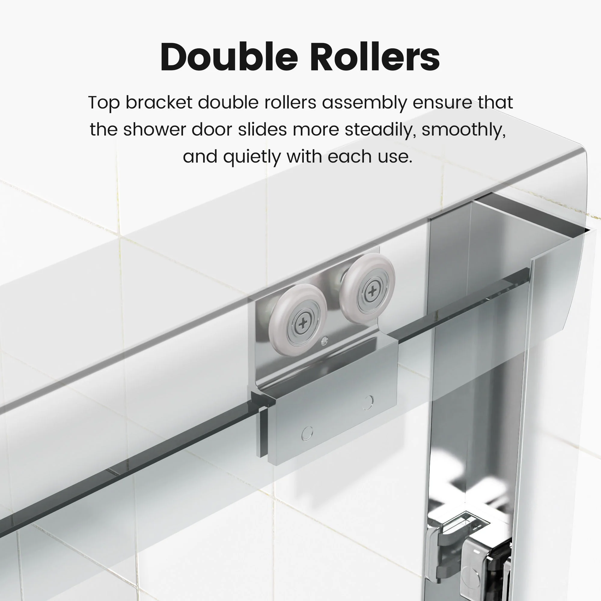 Semi Frameless Double Sliding Shower Door With Tempered Glass - Image 11