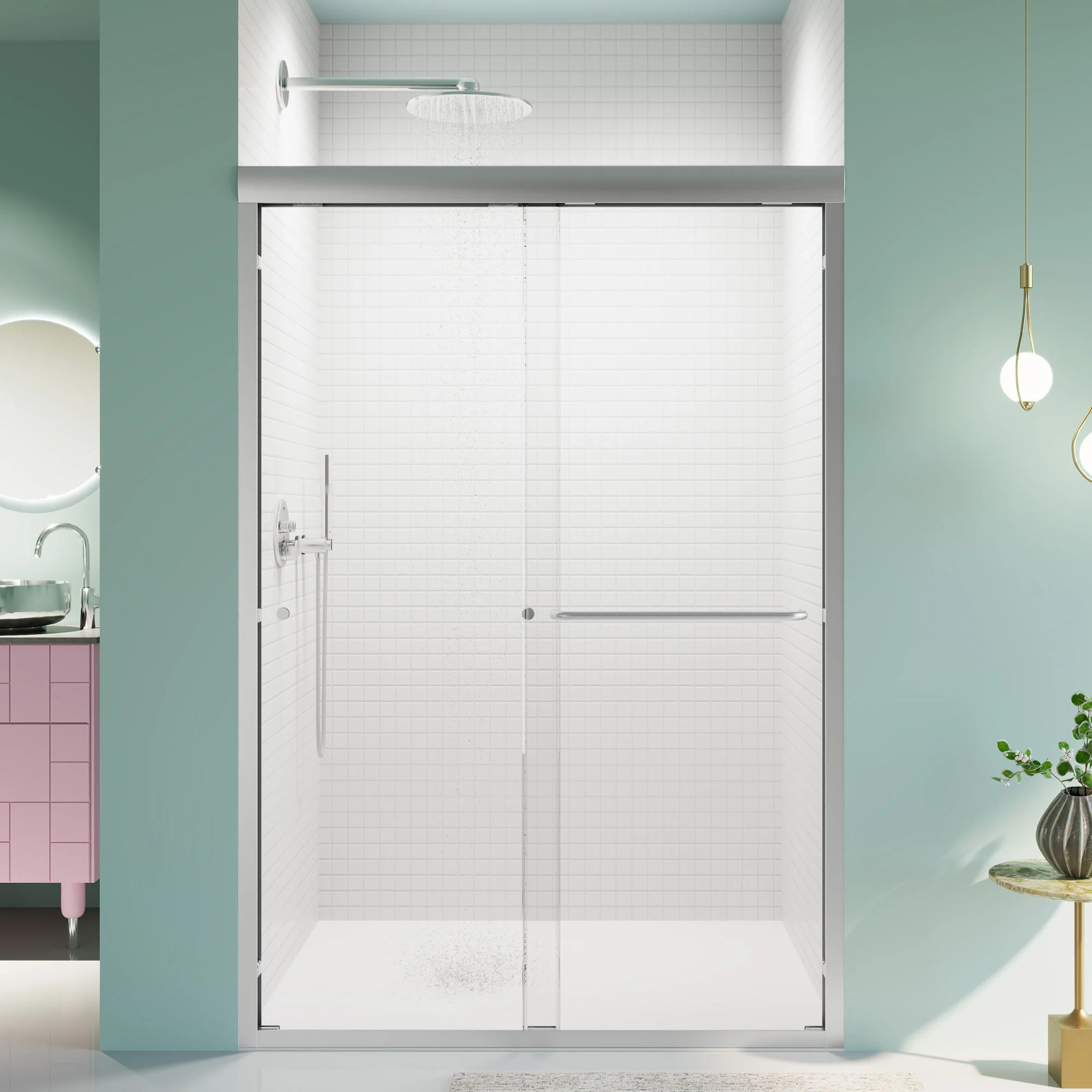 Semi Frameless Double Sliding Shower Door With Tempered Glass - Image 18