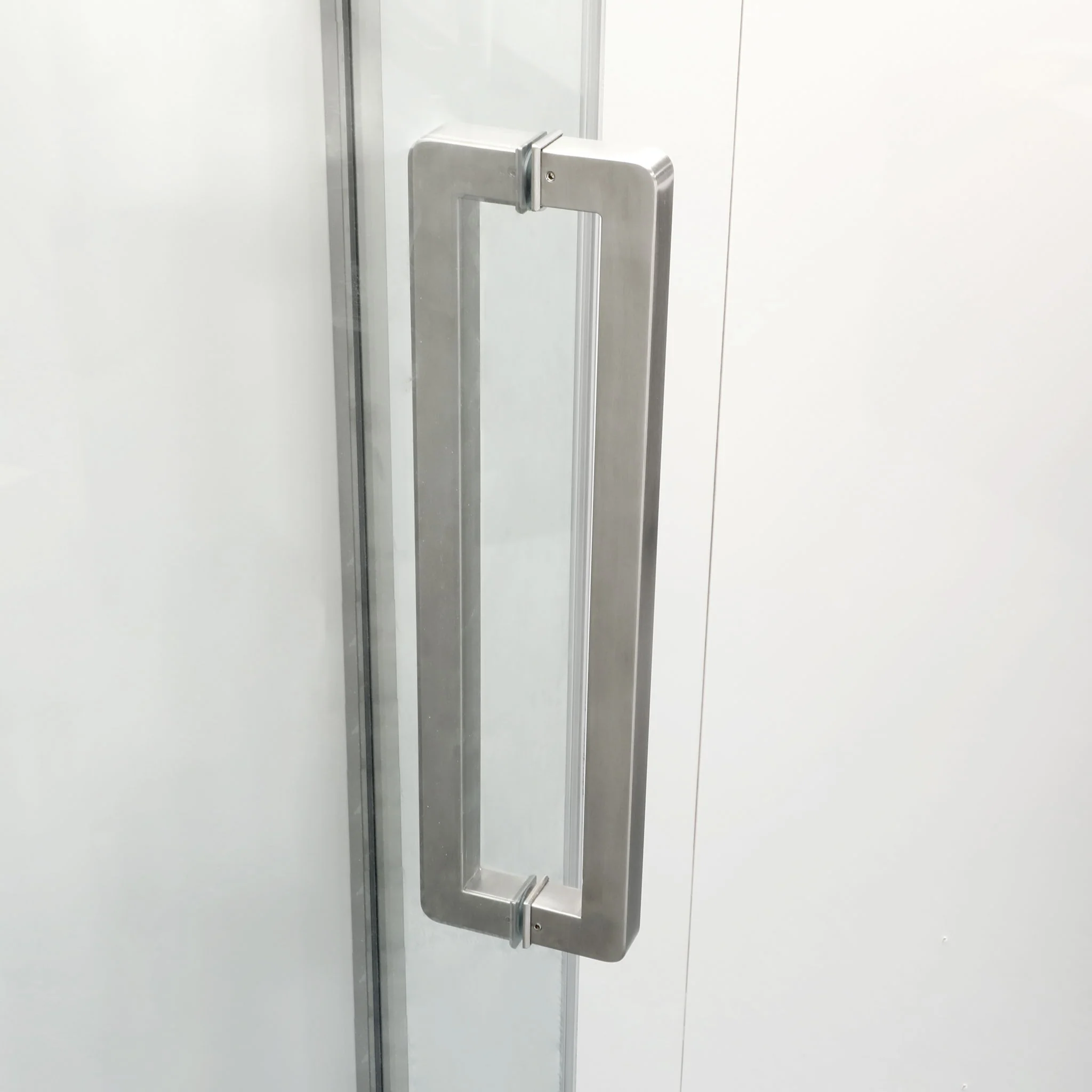 Semi Frameless Neo Angle Hinged Shower Enclosure With Clear Tempered Glass - Brushed Nickel - Image 3