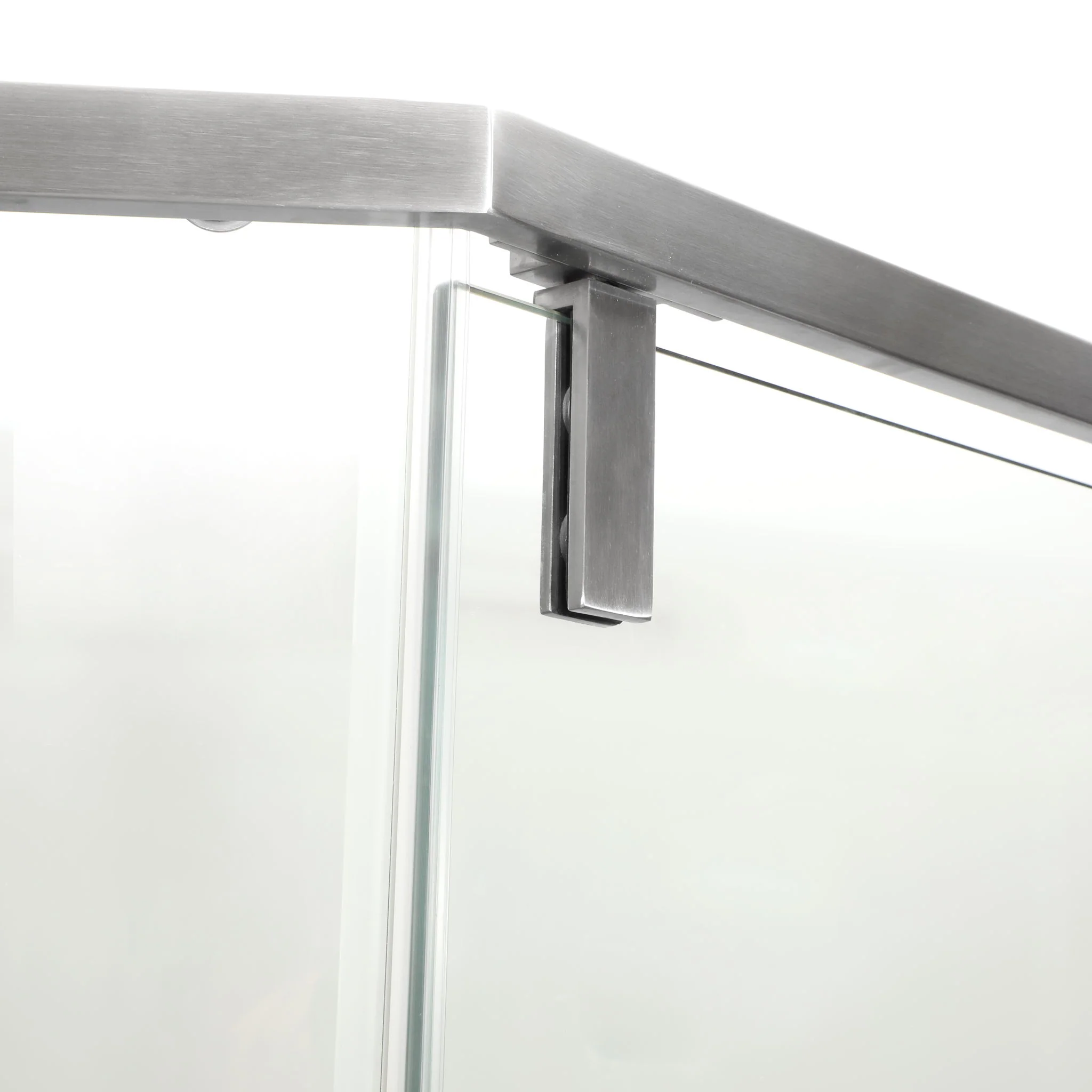 Semi Frameless Neo Angle Hinged Shower Enclosure With Clear Tempered Glass - Brushed Nickel - Image 5