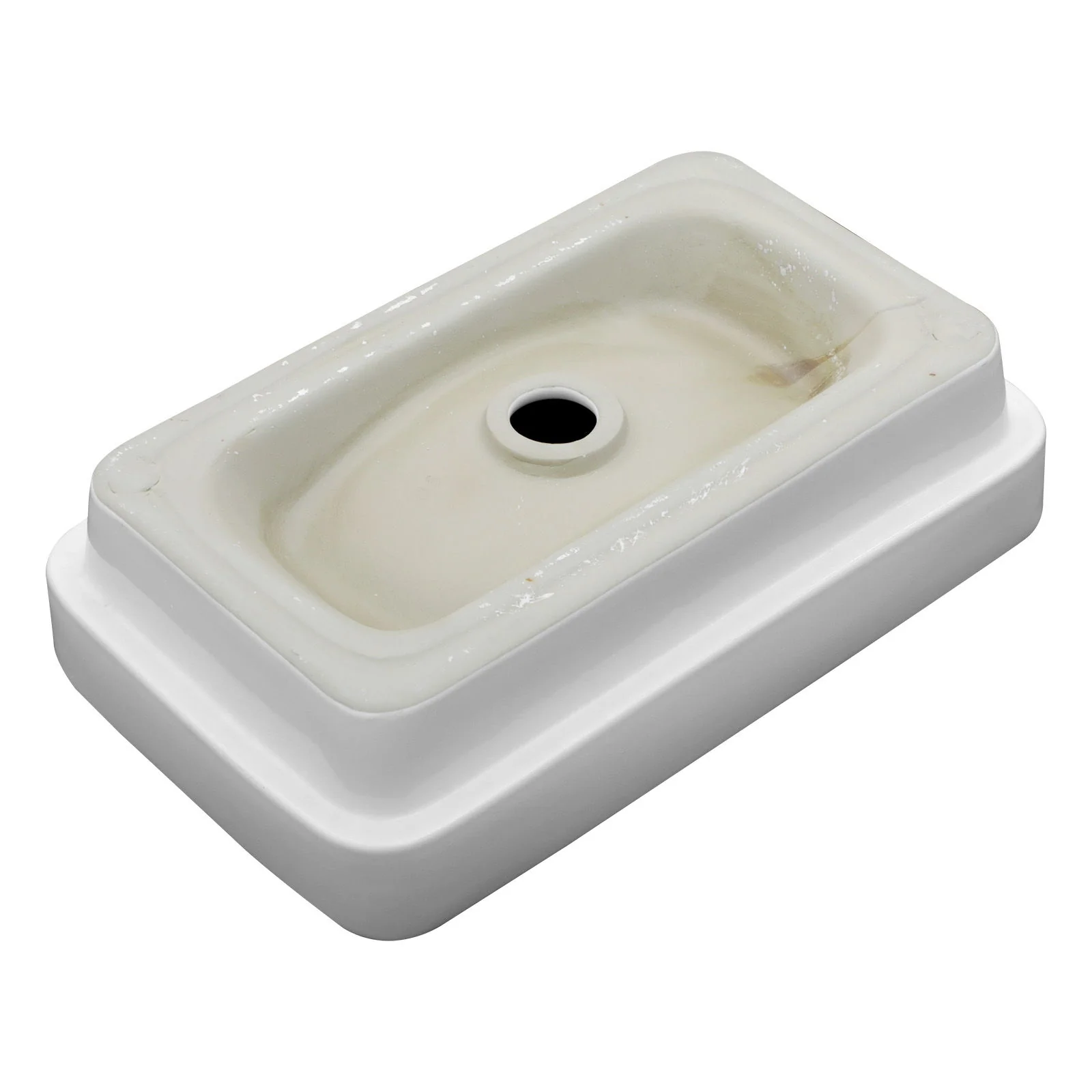 Semi Recessed Bathroom Sink With Countertop Vessel Design, 19" X 12" - White - Image 4