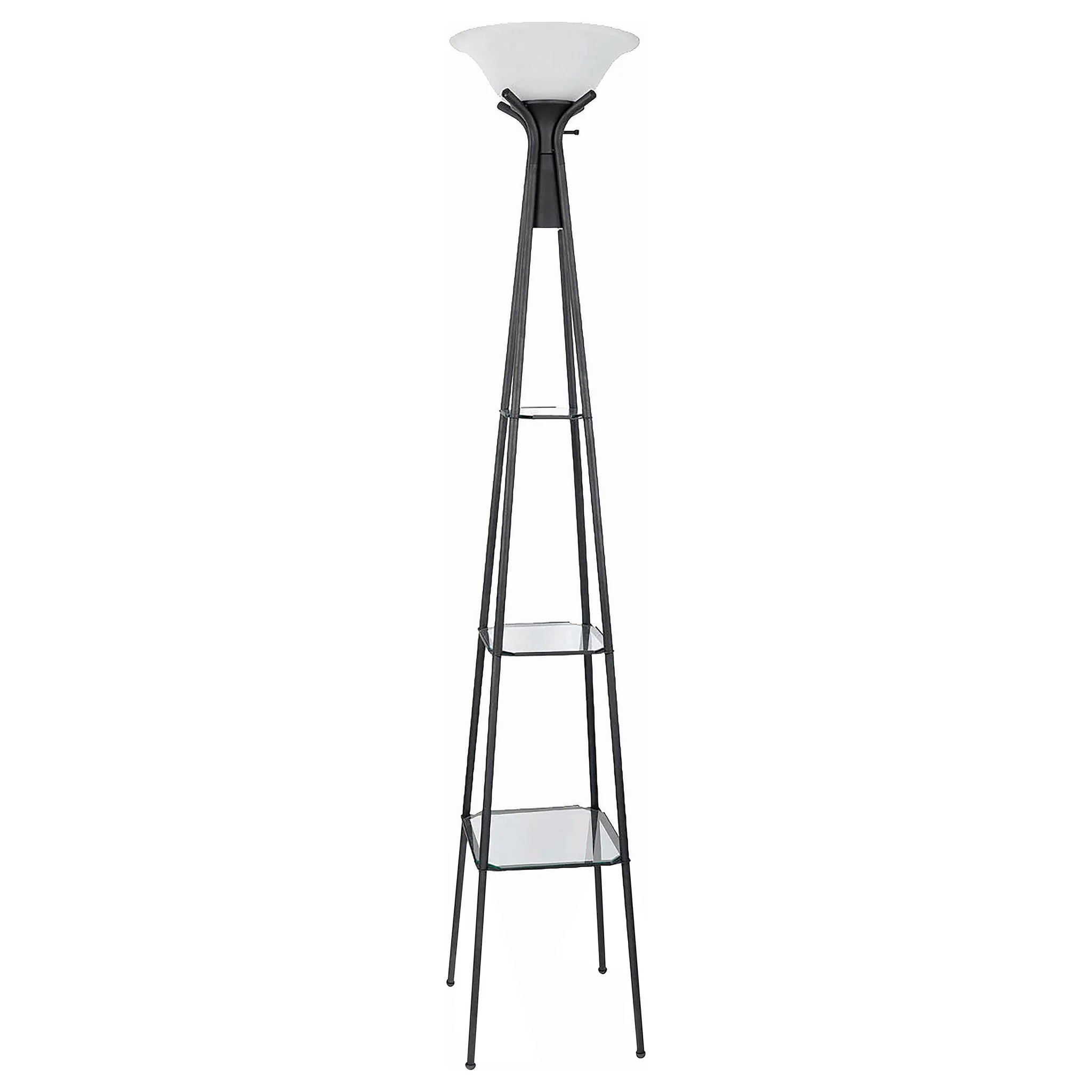 Sentinel - 3 Shelf Frosted Torchiere Floor Lamp With Shelves - Black - Image 4