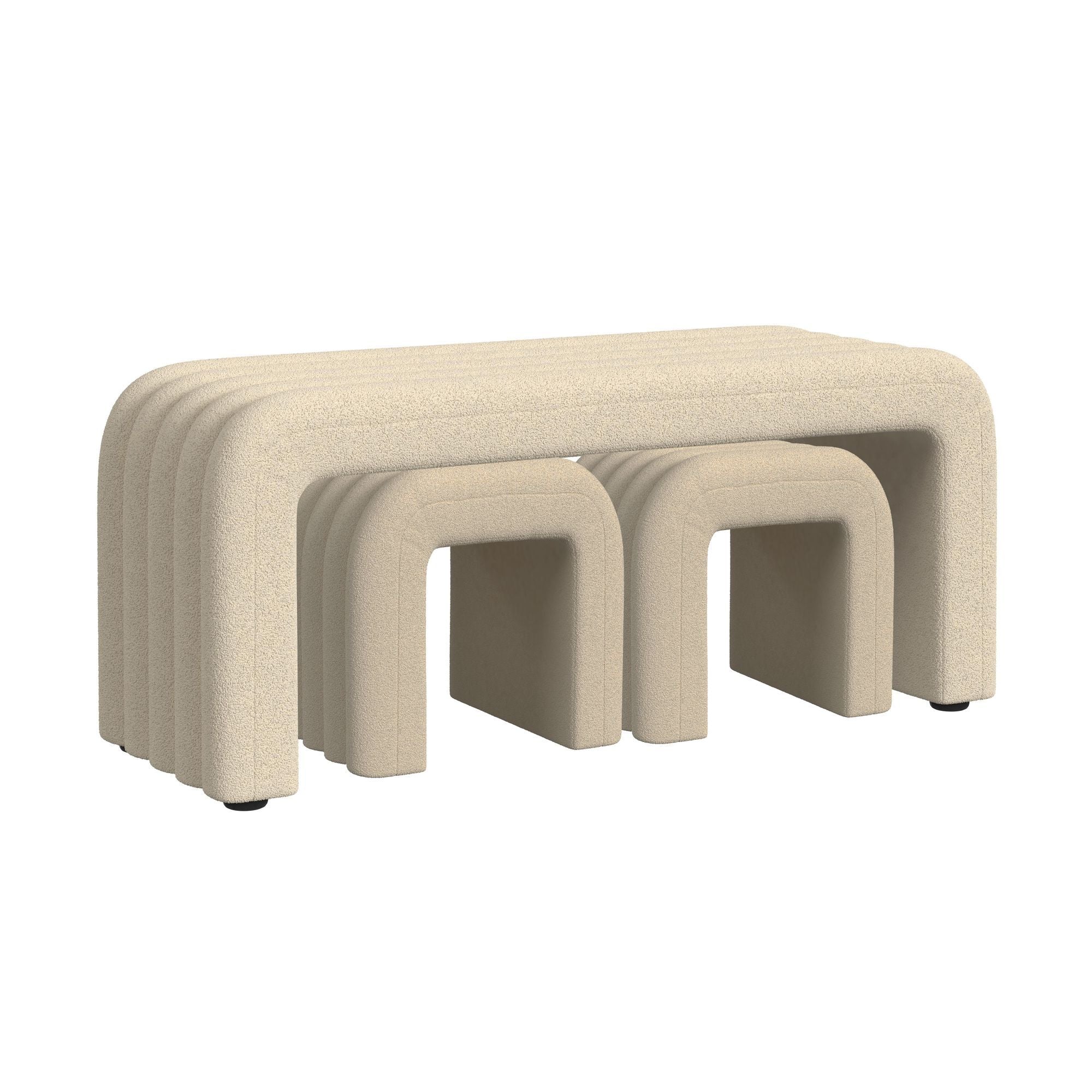 Seqouia - Bench With 2 Stools - Cream - Image 6