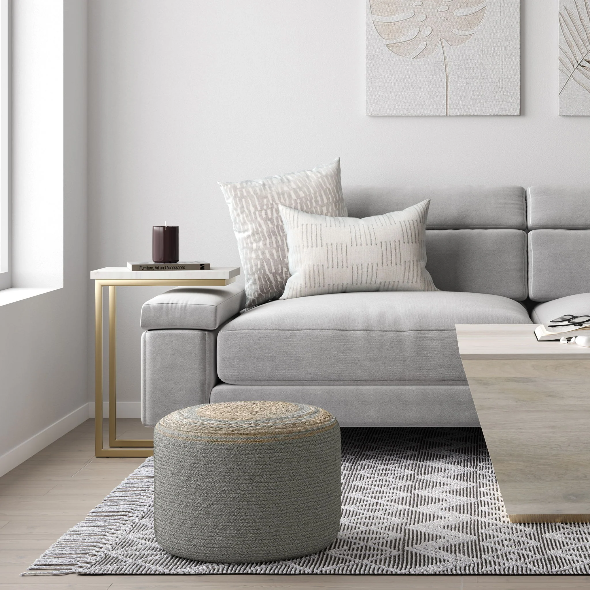 Serena - Handcrafted Round Braided Pouf - Image 6