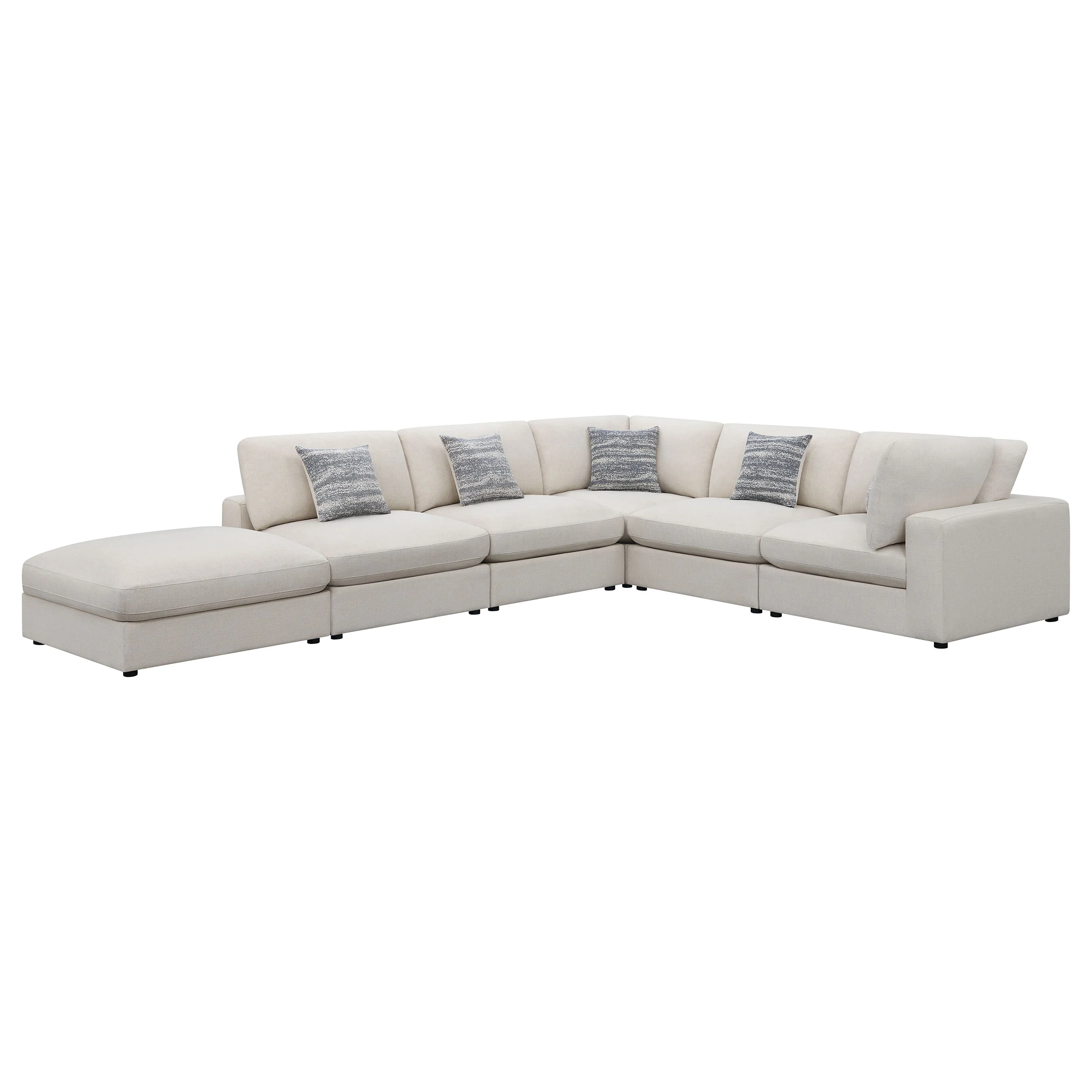 Serene 6-Piece Upholstered Modular Sectional Sofa, Beige - Image 5