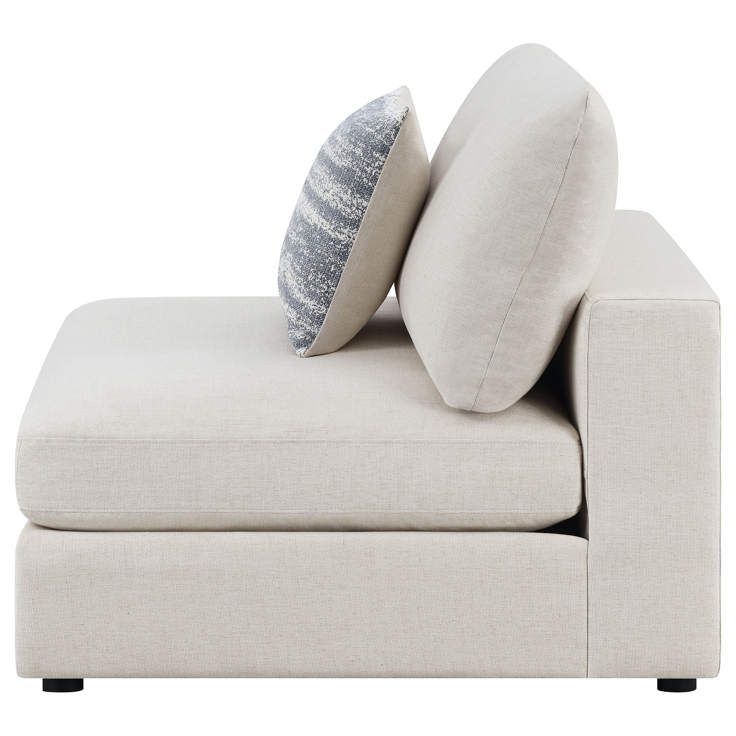 Serene Upholstered Armless Chair, Beige - Image 4