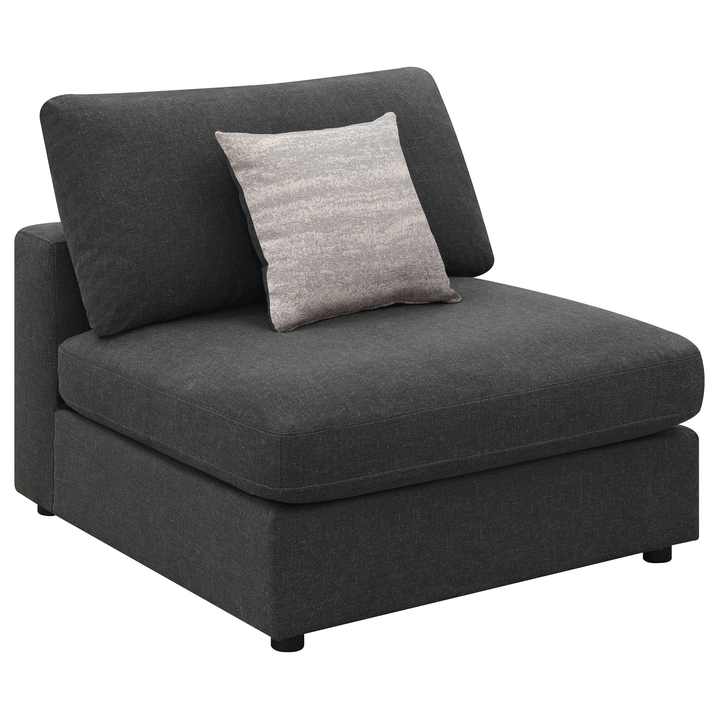 Serene Upholstered Armless Chair in Charcoal