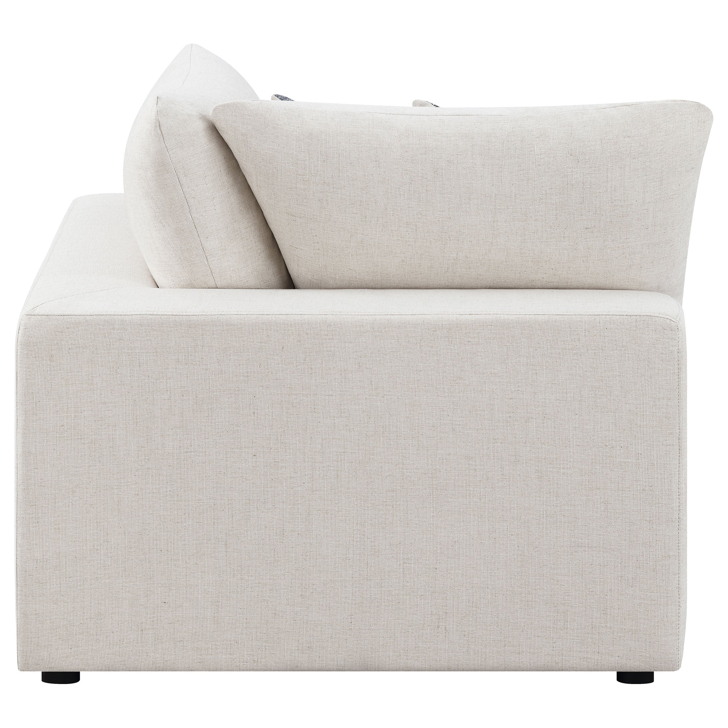 Serene Upholstered Corner Chair in Beige Linen-Blend - Image 5