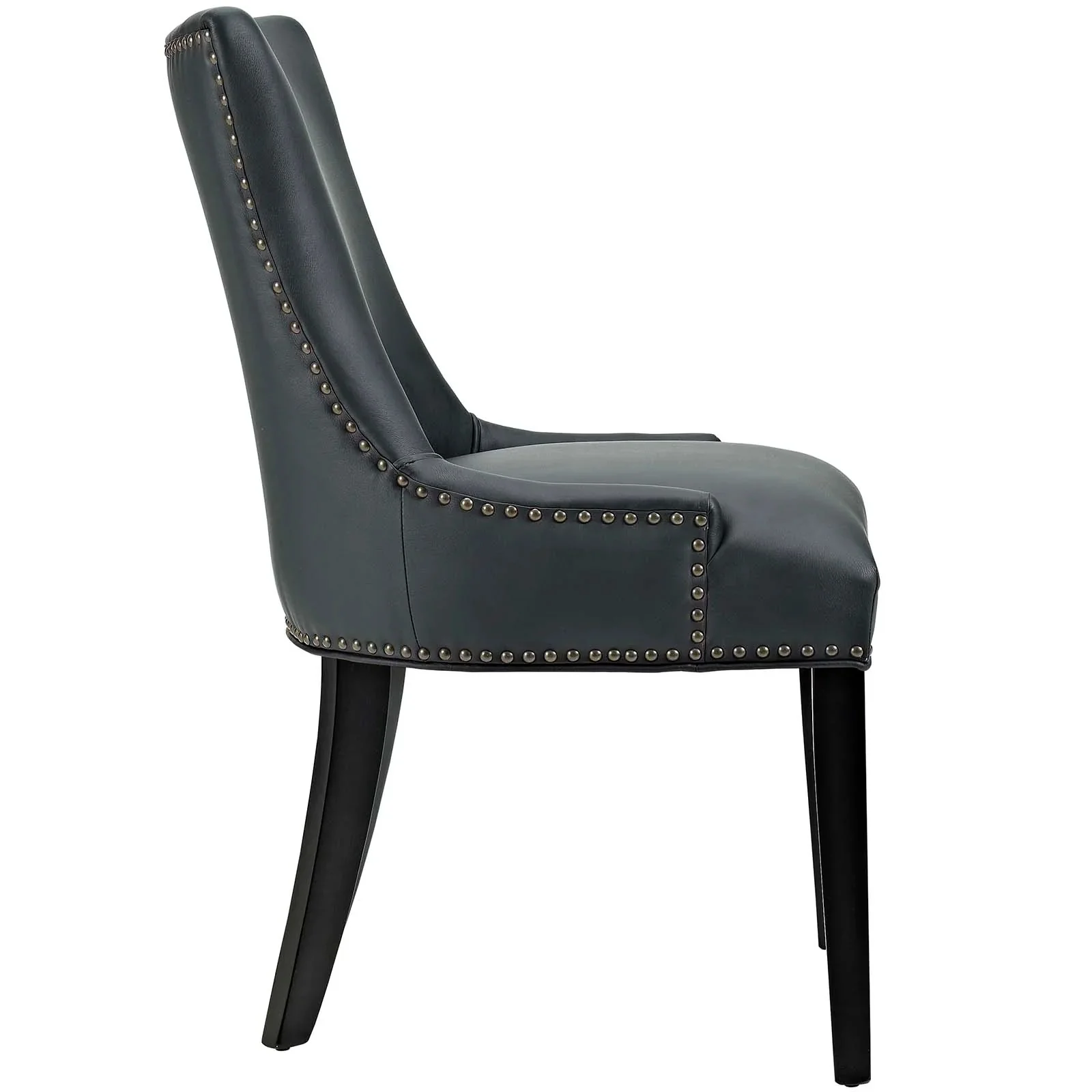 Set of 2 Black Faux Leather Hourglass Dining Chairs with Nailhead Trim - Image 3