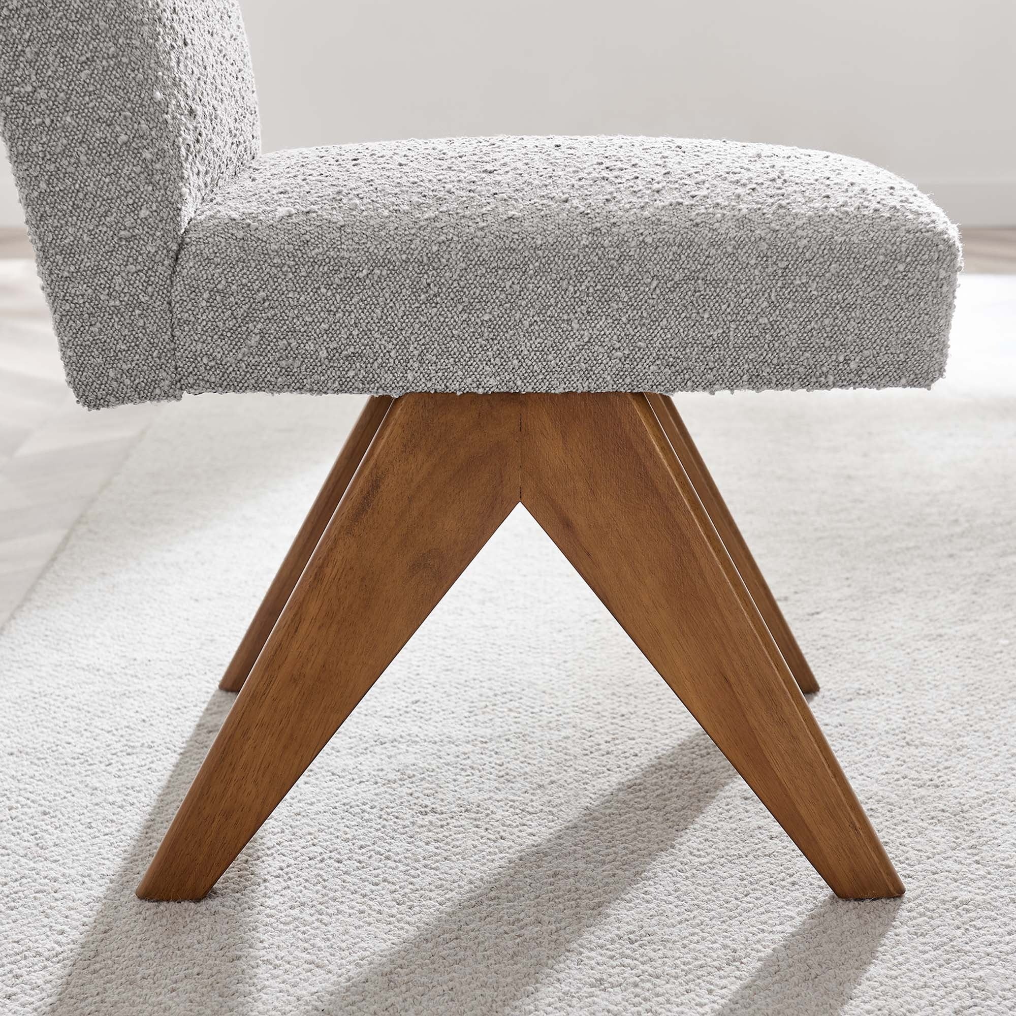 Set of 2 Boucle Fabric Dining Side Chairs with V-Shaped Legs - Image 15