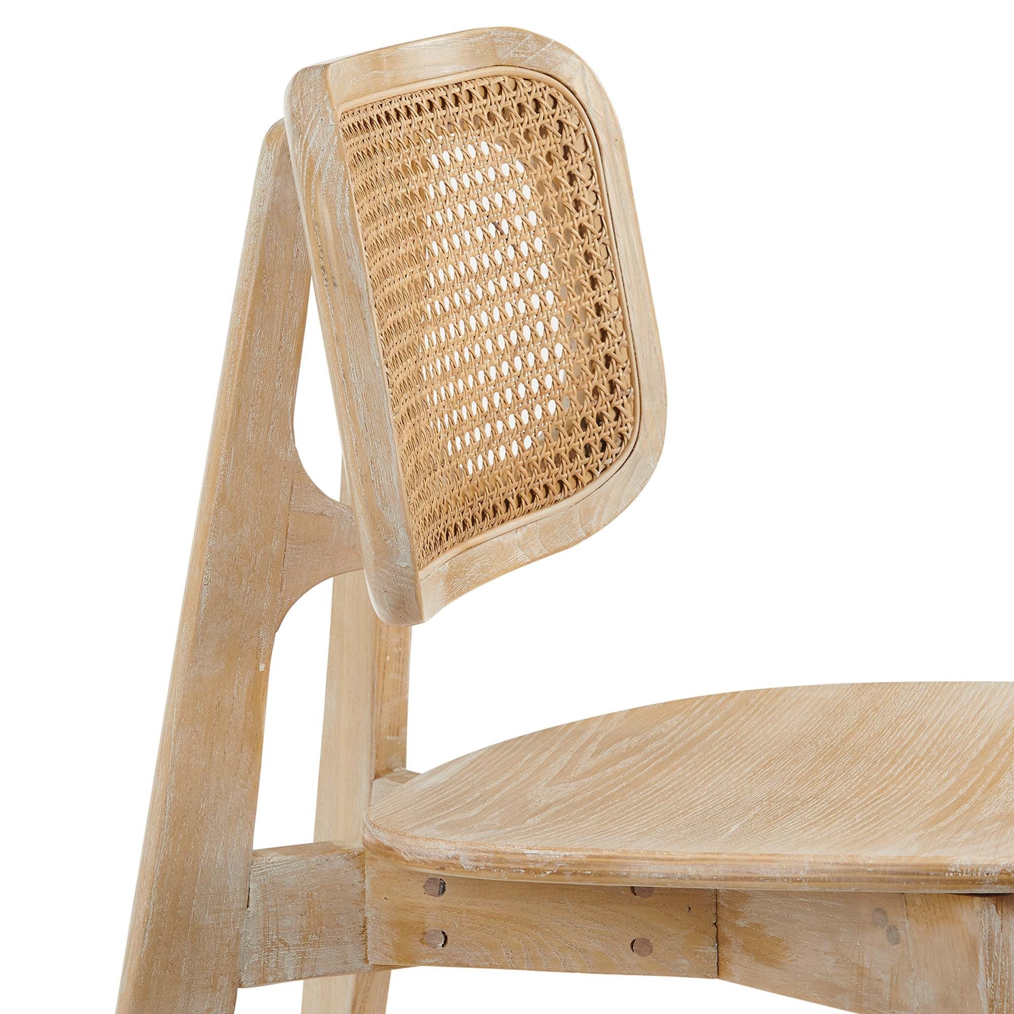 Set of 2 Coastal Farmhouse Elm Wood and Rattan Side Chairs - Image 14