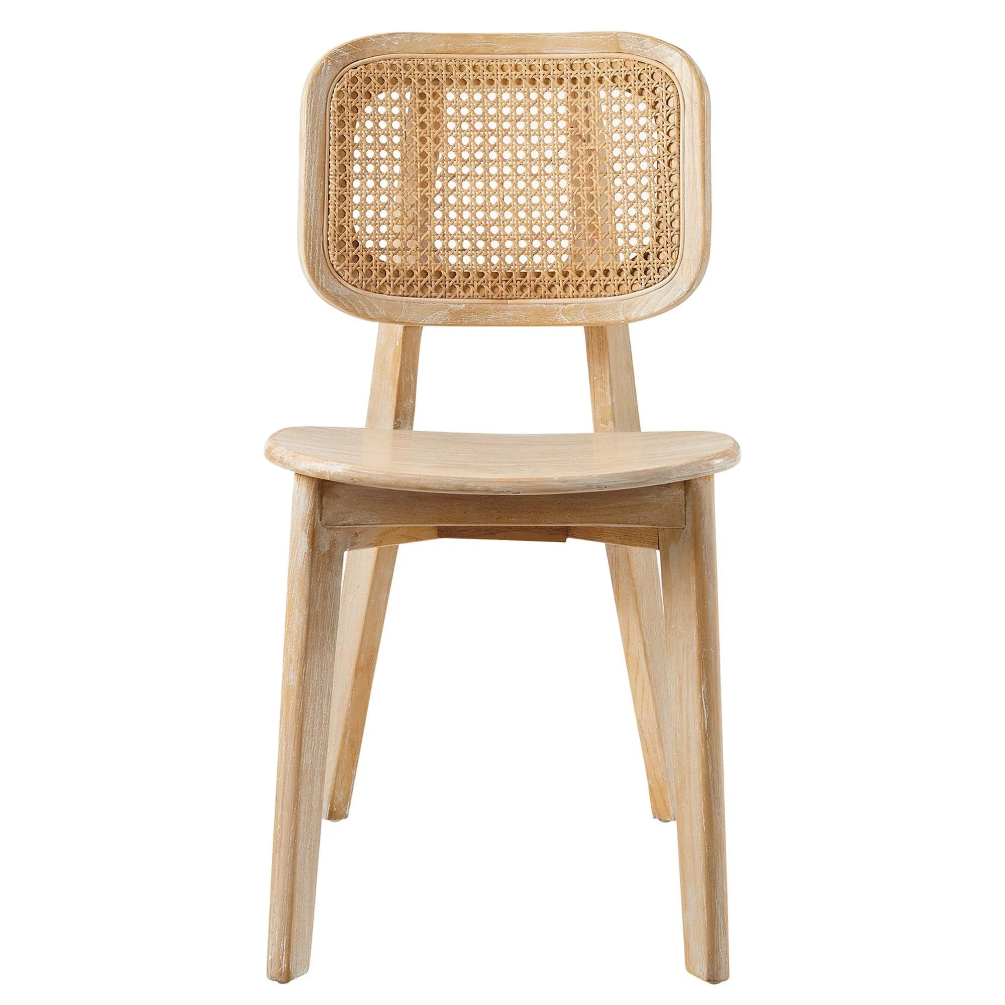Set of 2 Coastal Farmhouse Elm Wood and Rattan Side Chairs - Image 16